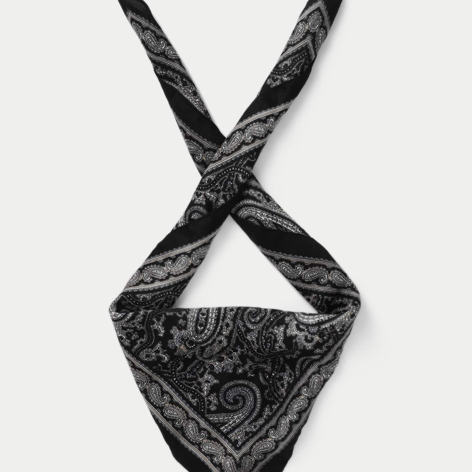M&S Women's Warm Handle Black Paisley Scarf - Black Mix
