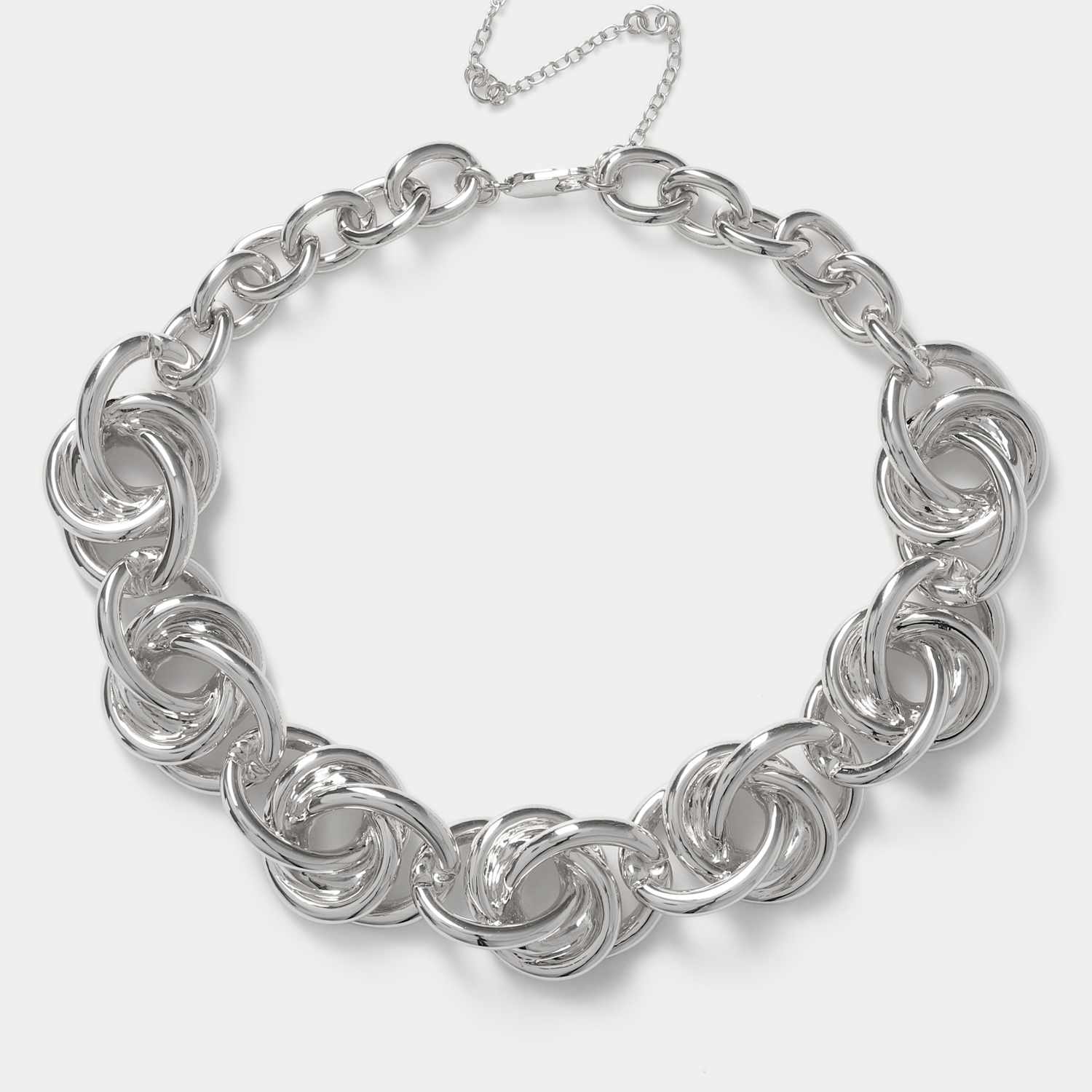 M&S Women's Irregular Statement Link Necklace - Silver