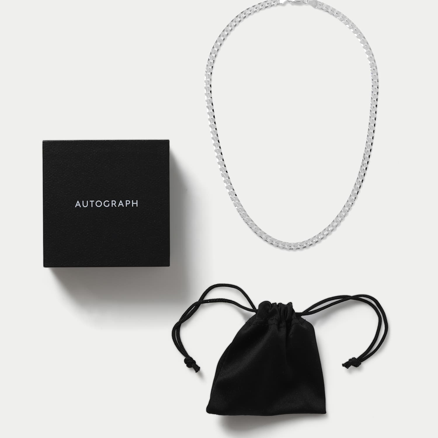 Autograph Men's Sterling Curb Necklace - Silver