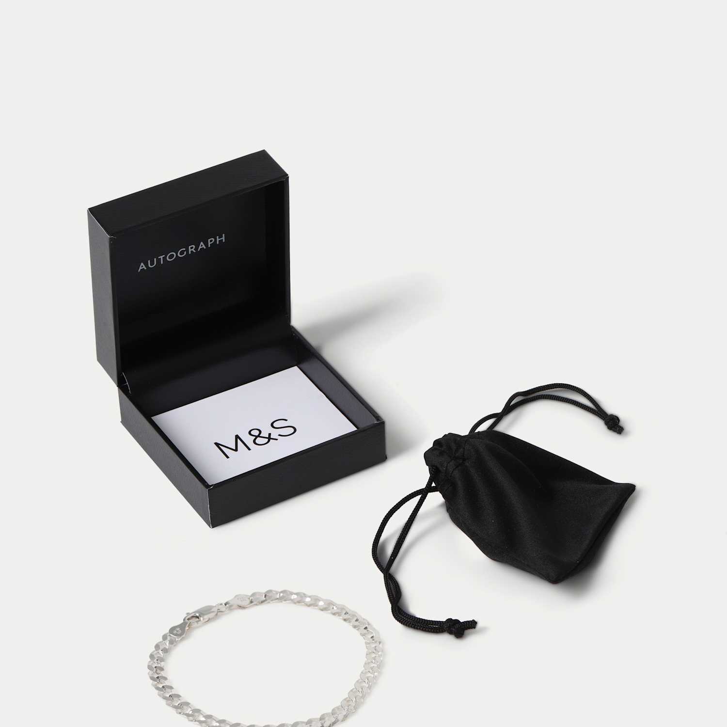 Men's Autograph Sterling Curb Bracelet - Silver