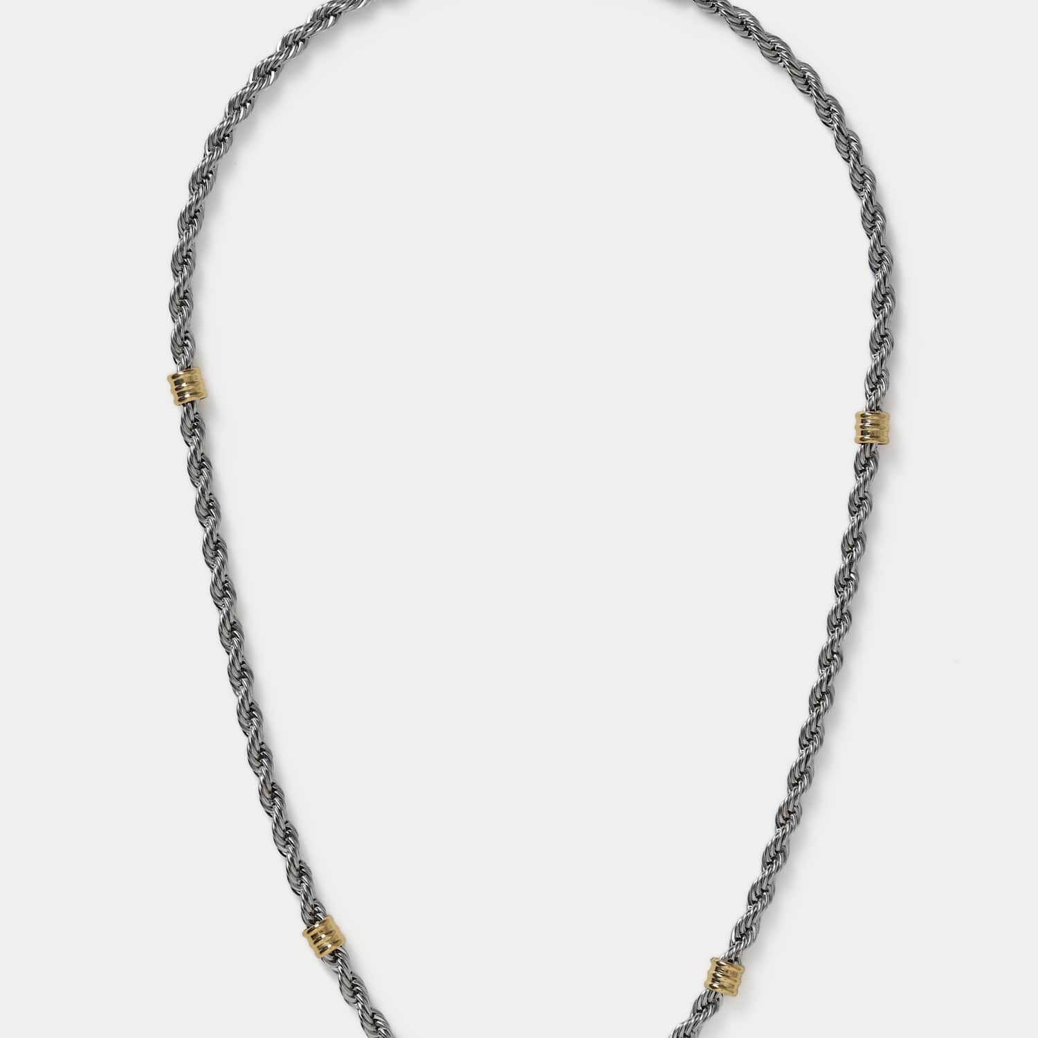 M&S Men's Mixed Mextal Textured Chain Necklace - Metallic