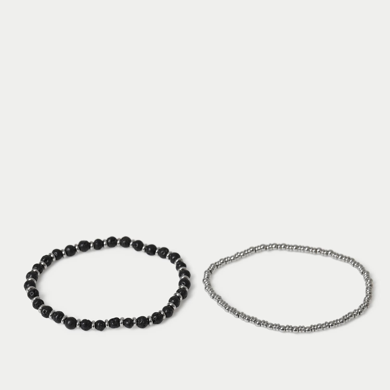 M&S Men's 2 Pack Lava Stretch Bracelet - Black Mix