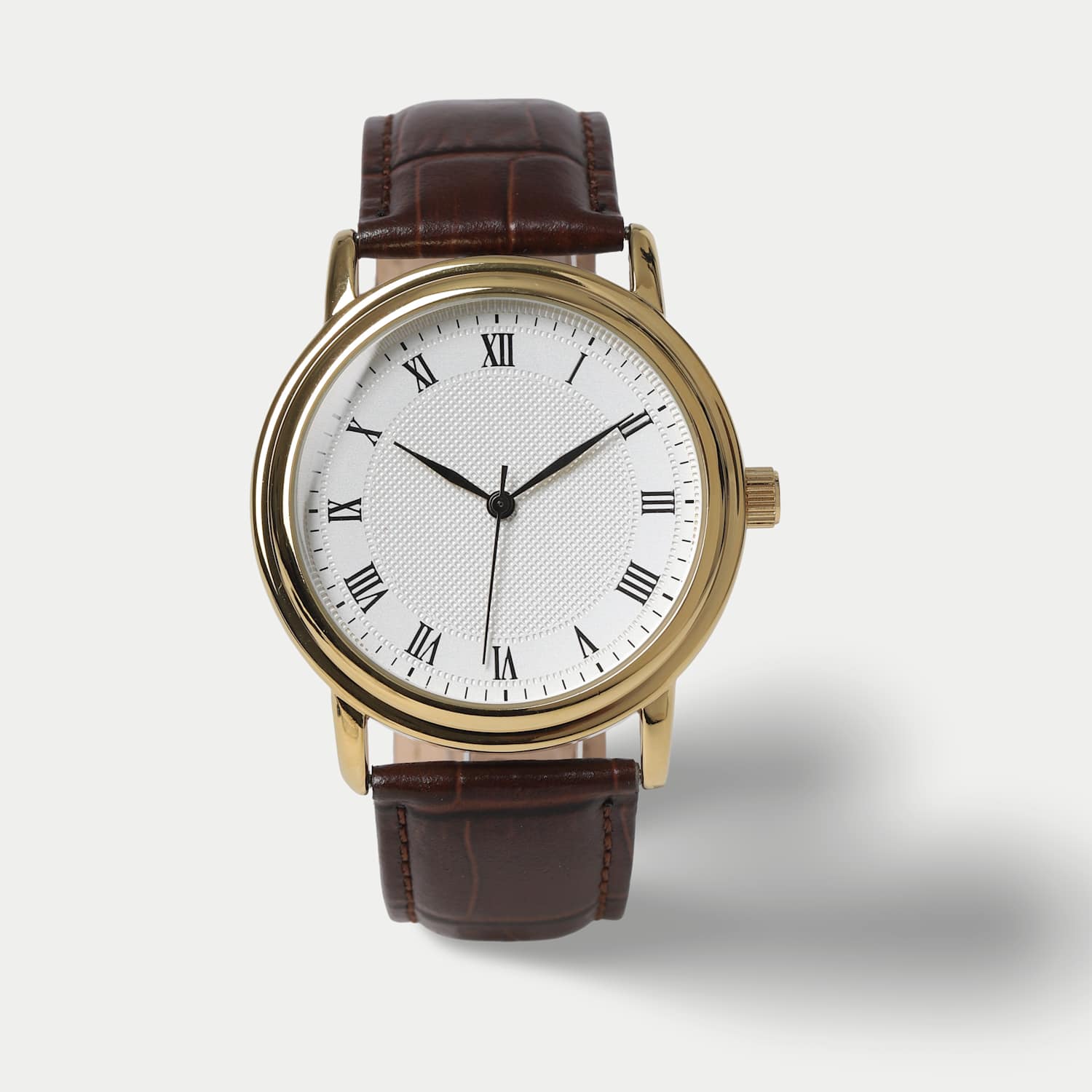 M&S Gold Classic Leather Strap Watch - Brown - for Men
