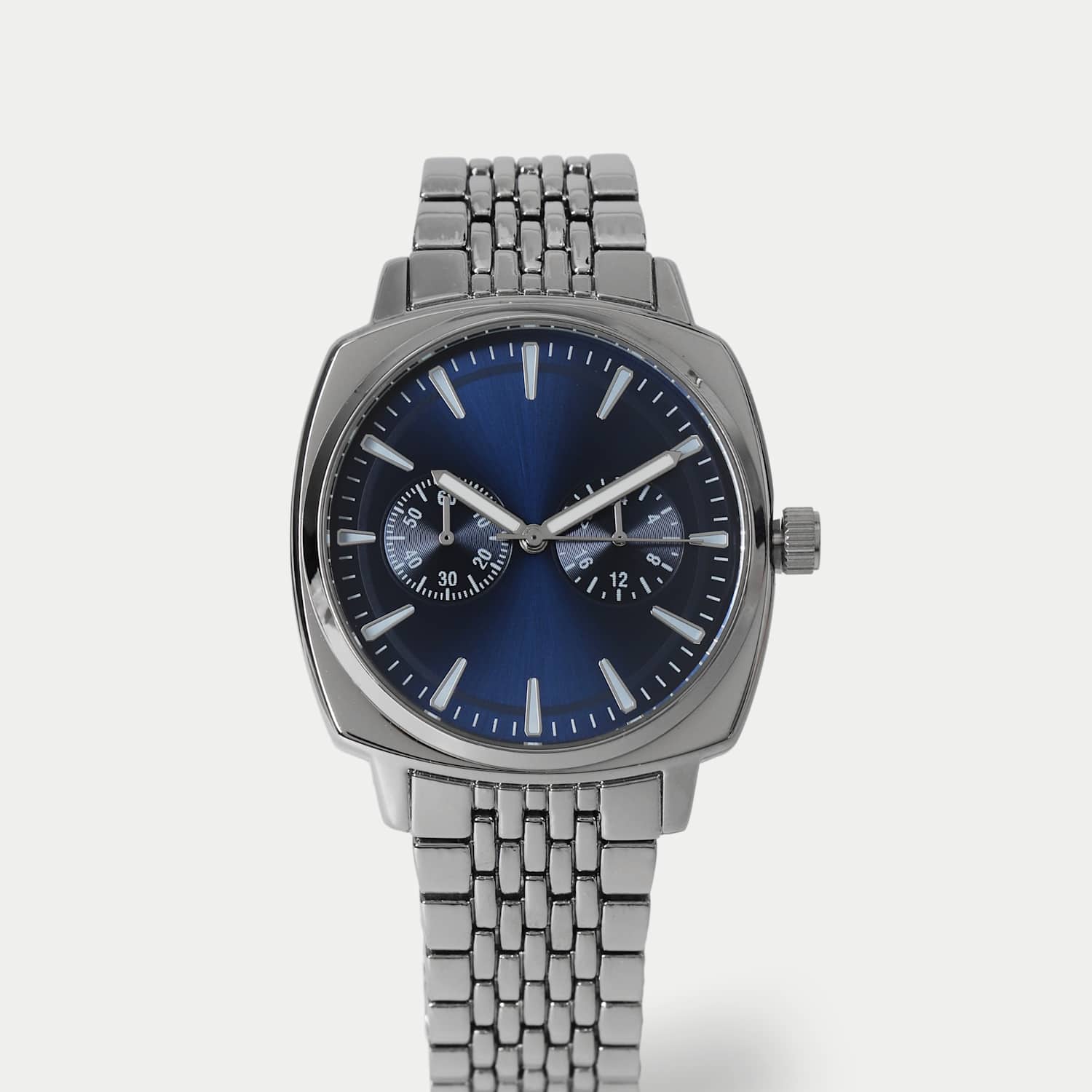 M&S Navy Face Baton Watch - Silver - for Men