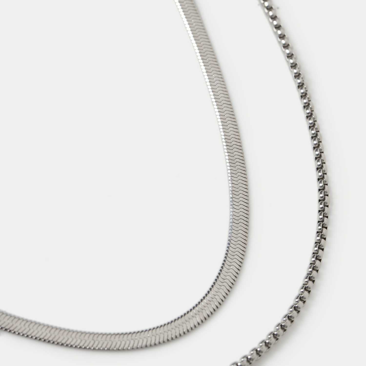M&S Men's 2 Pack Snake Chain Necklace - Silver