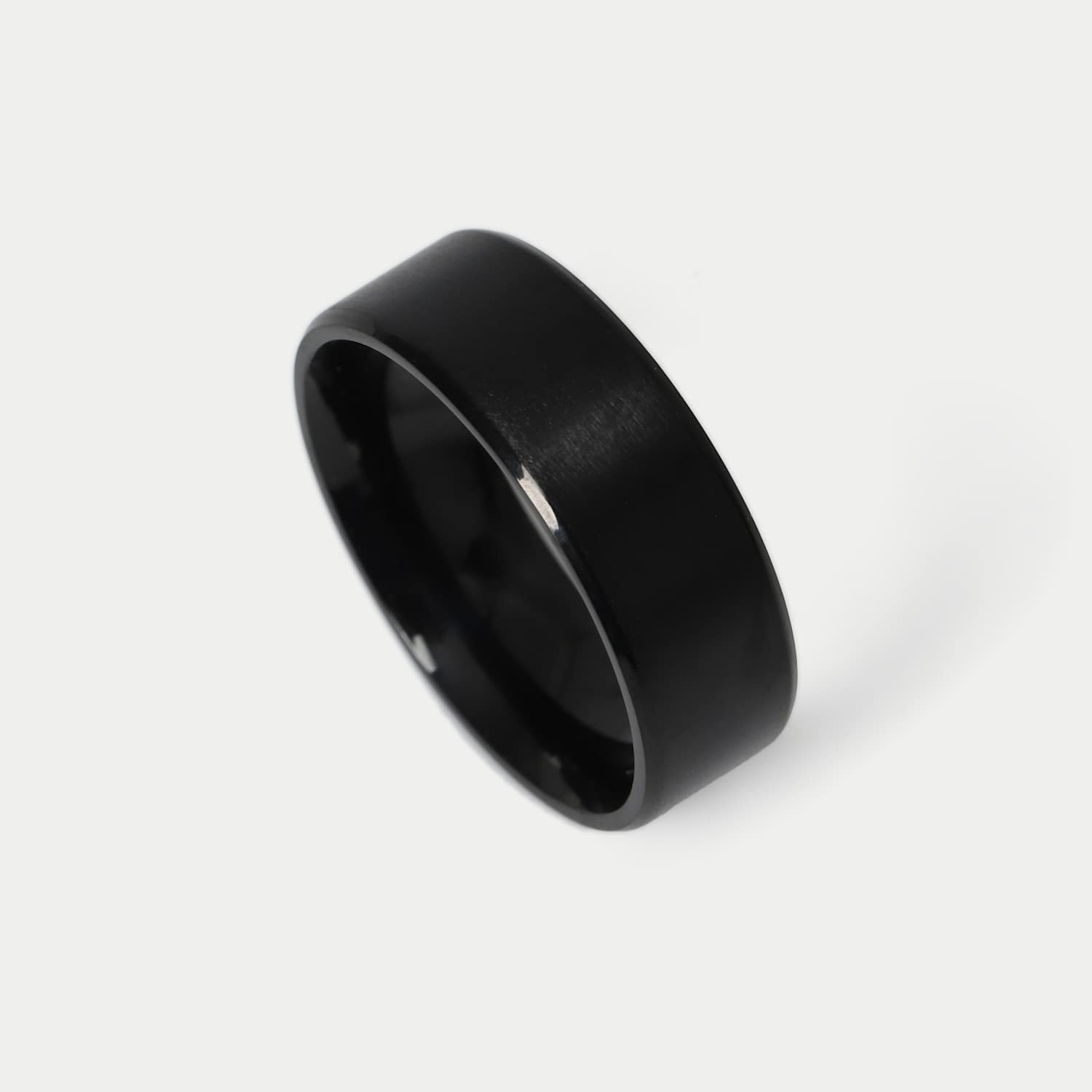 M&S Men's Stainless Brushed Ring - M - Black