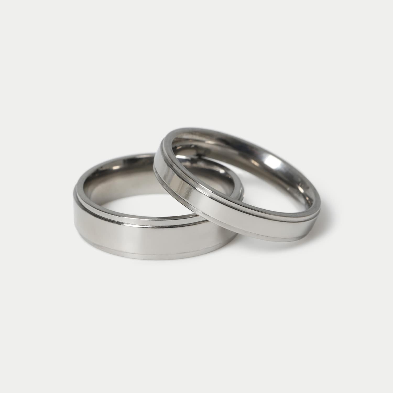 M&S Men's 2 Pack Stainless Rings - M - Silver