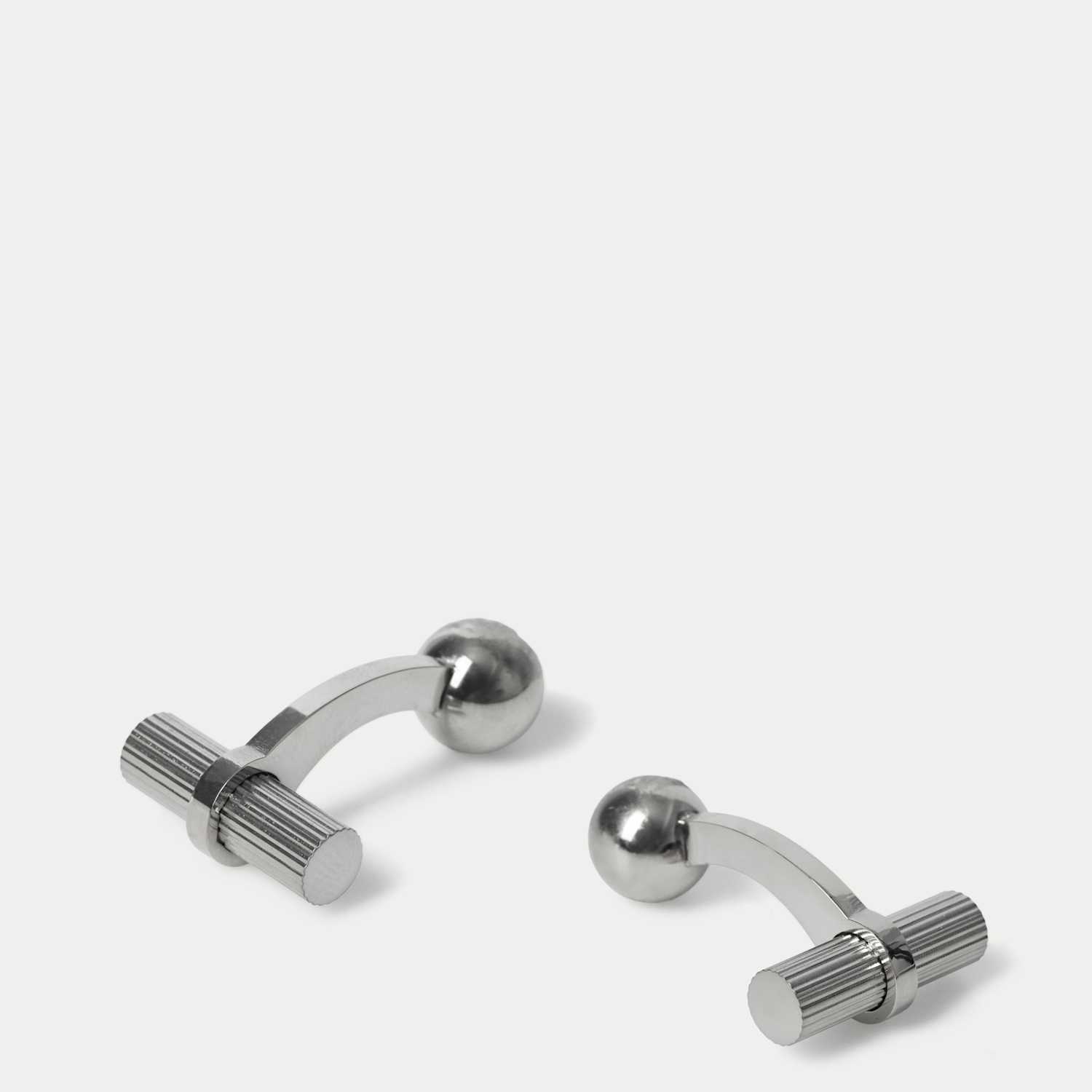 M&S Men's Barrell Engraved Cufflinks - Silver