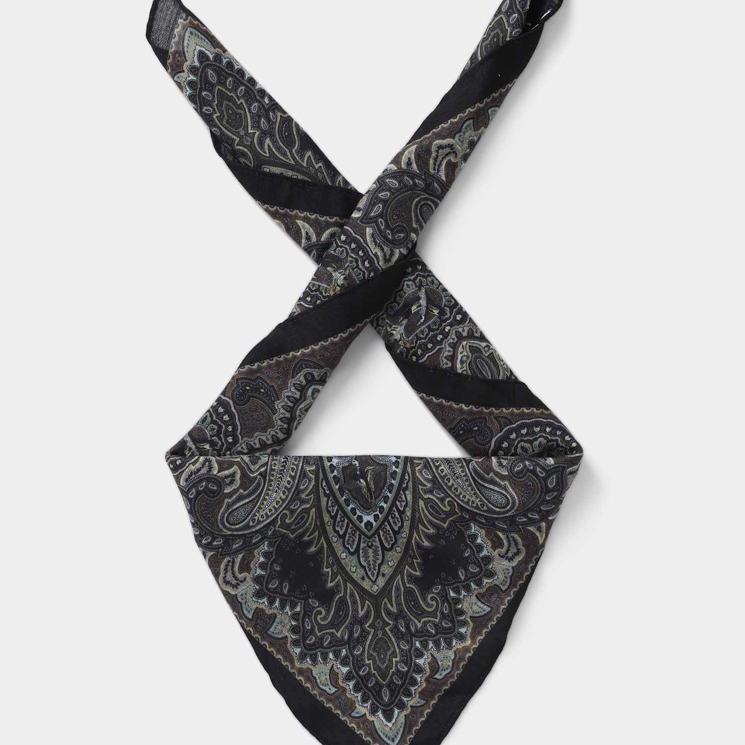M&S Men's Navy Green Warm Paisley Scarf - Green Mix
