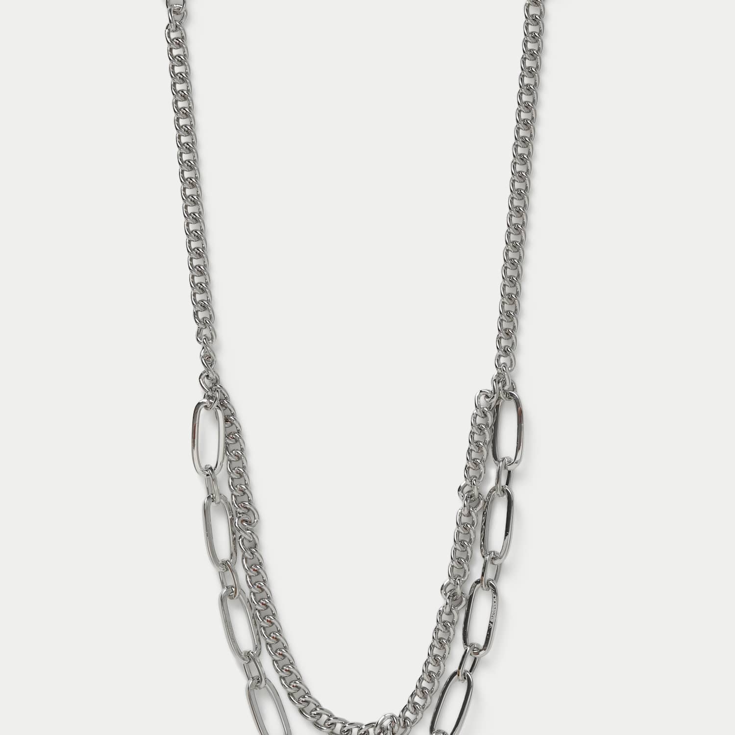 M&S Men's 2 Row Paperclip Wallet Chain - Silver