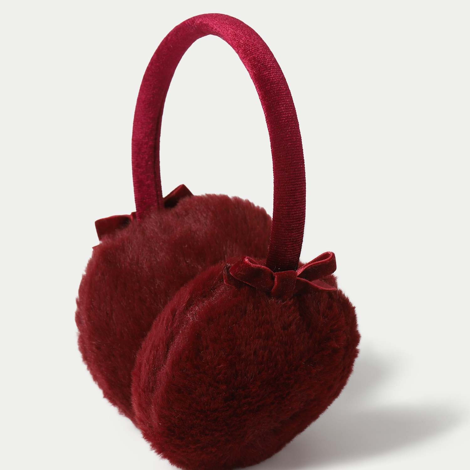 M&S Girls Back To School Fur Earmuff - Burgundy