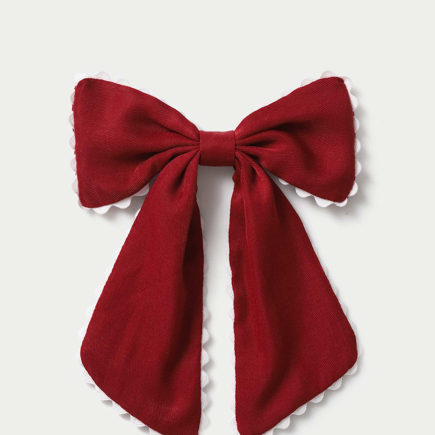 M&S Girls Back To School Burgandy Scallop Edge Bow - Burgundy