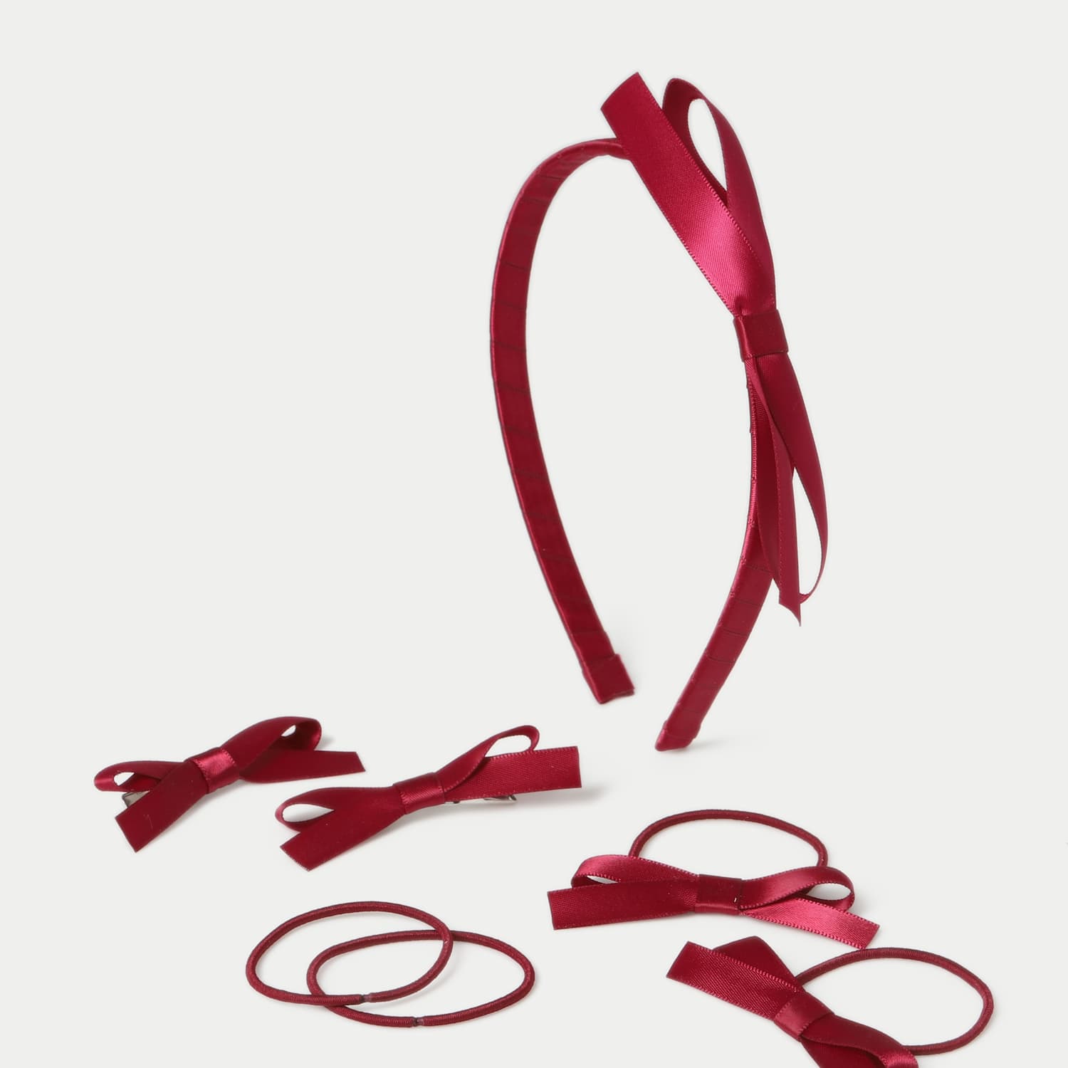 M&S Girls Back To School Burgundy Satin Bow Set