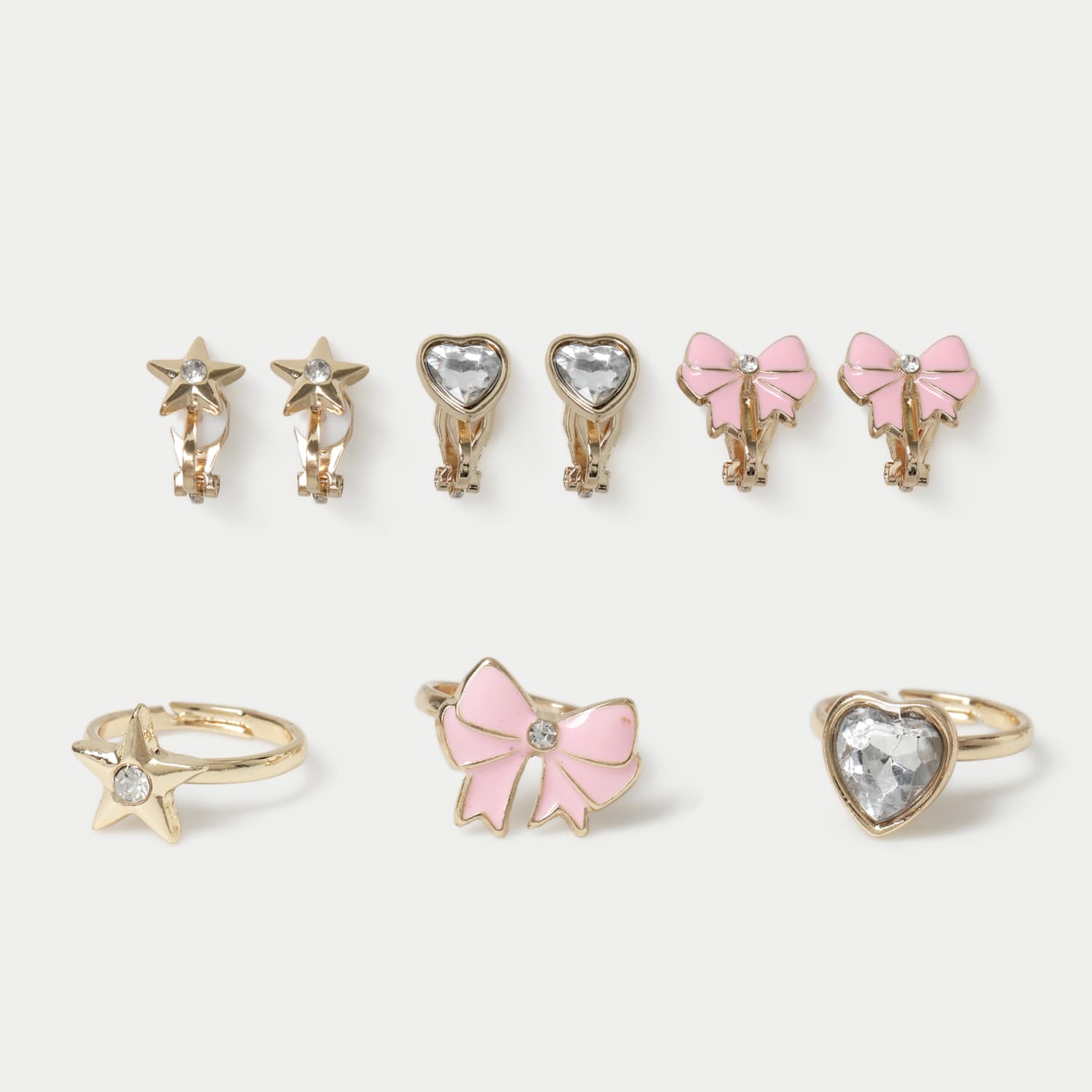M&S Girls Bow Earring and Ring Set - Gold