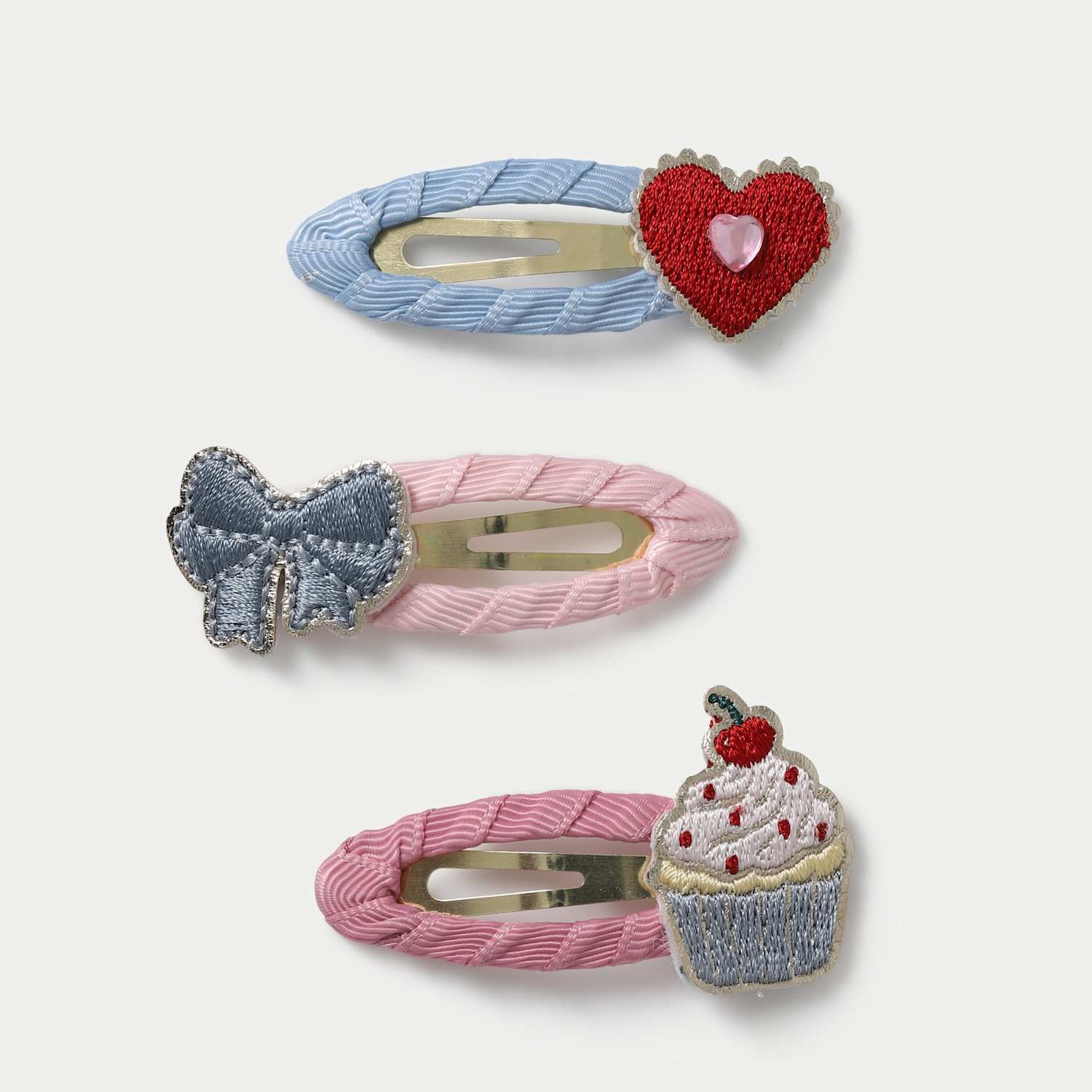 M&S Girls Heart Bow and Cupcake Motif Clips - Multi
