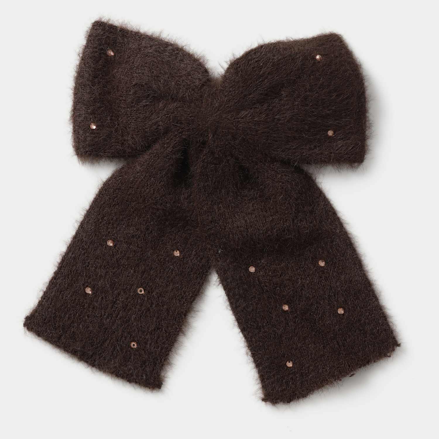 M&S Girls Brown Knitted Gem Detail Bow
