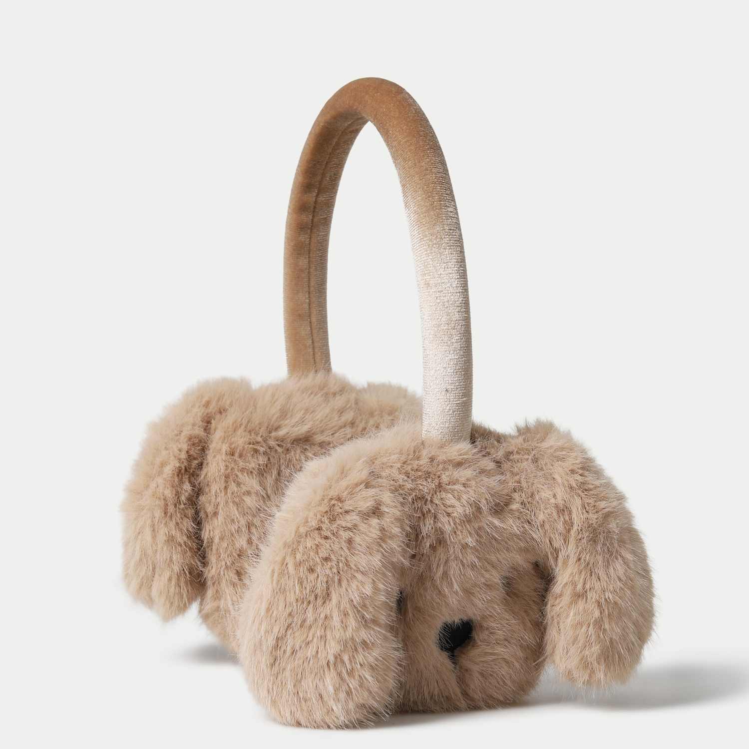 M&S Girls Faux Fur Dog Earmuffs - S-M - Beige
