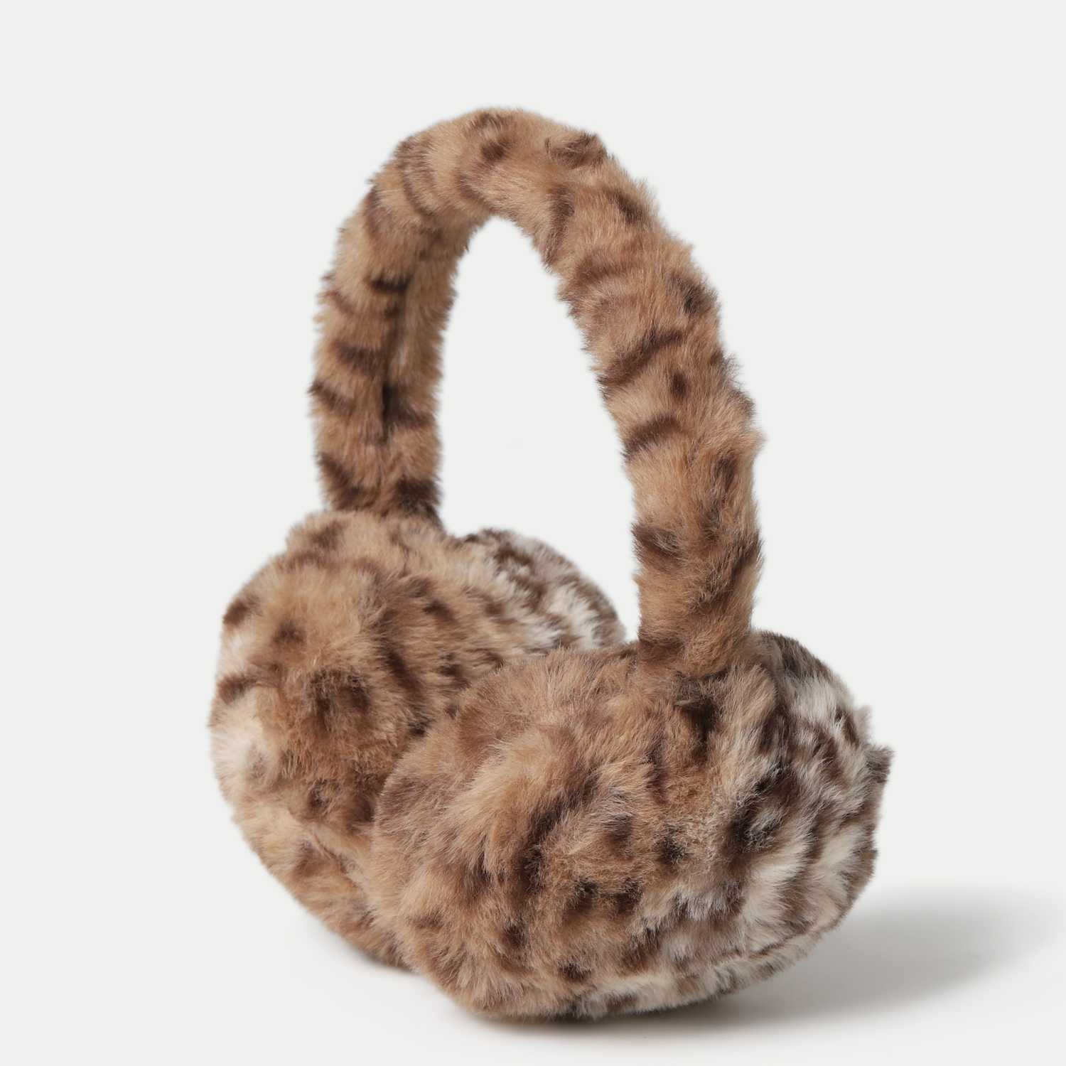 M&S Girls Leopard Fur Print Earmuffs - Brown