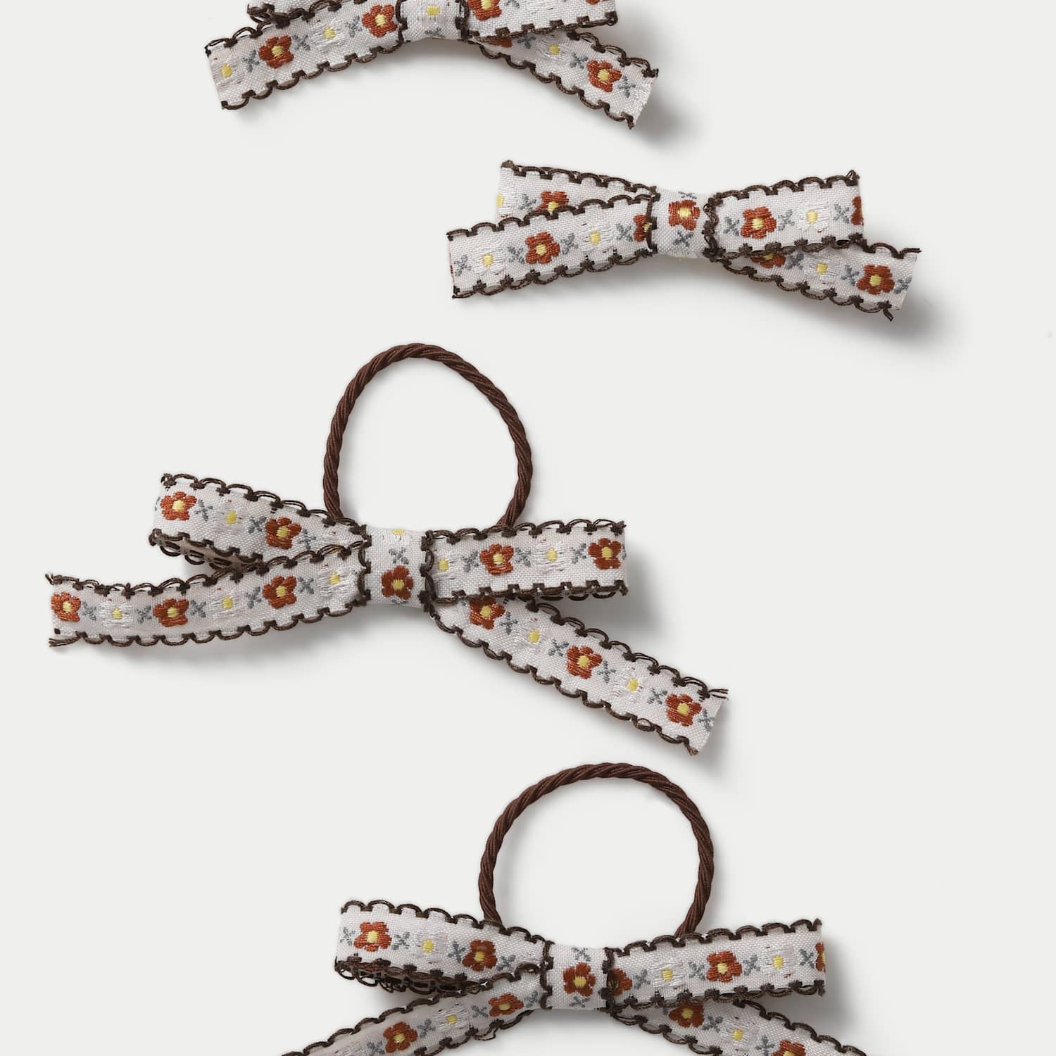 M&S Girls Embroidered Ribbon Brown Ponios - Multi