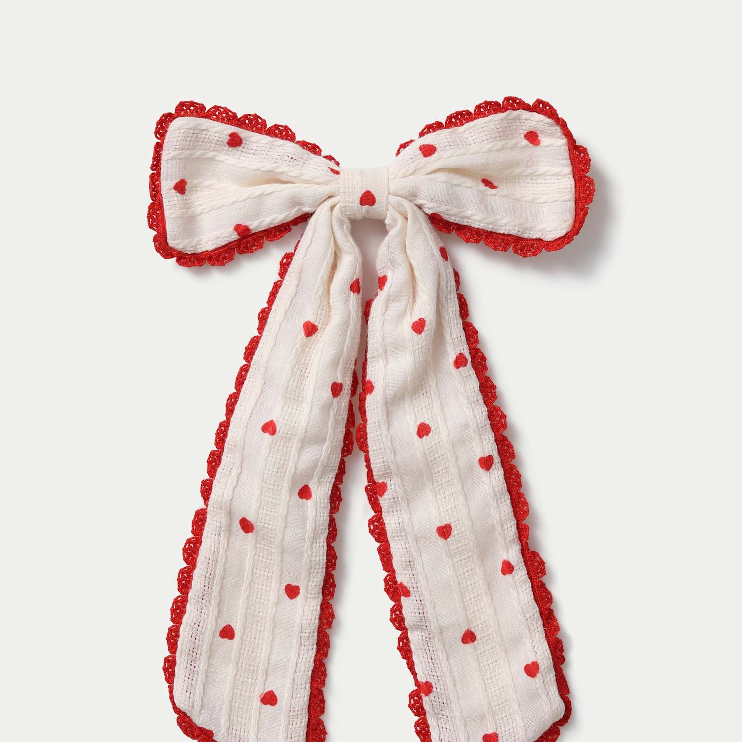 M&S Girls Red and White Heart Bow - White Mix