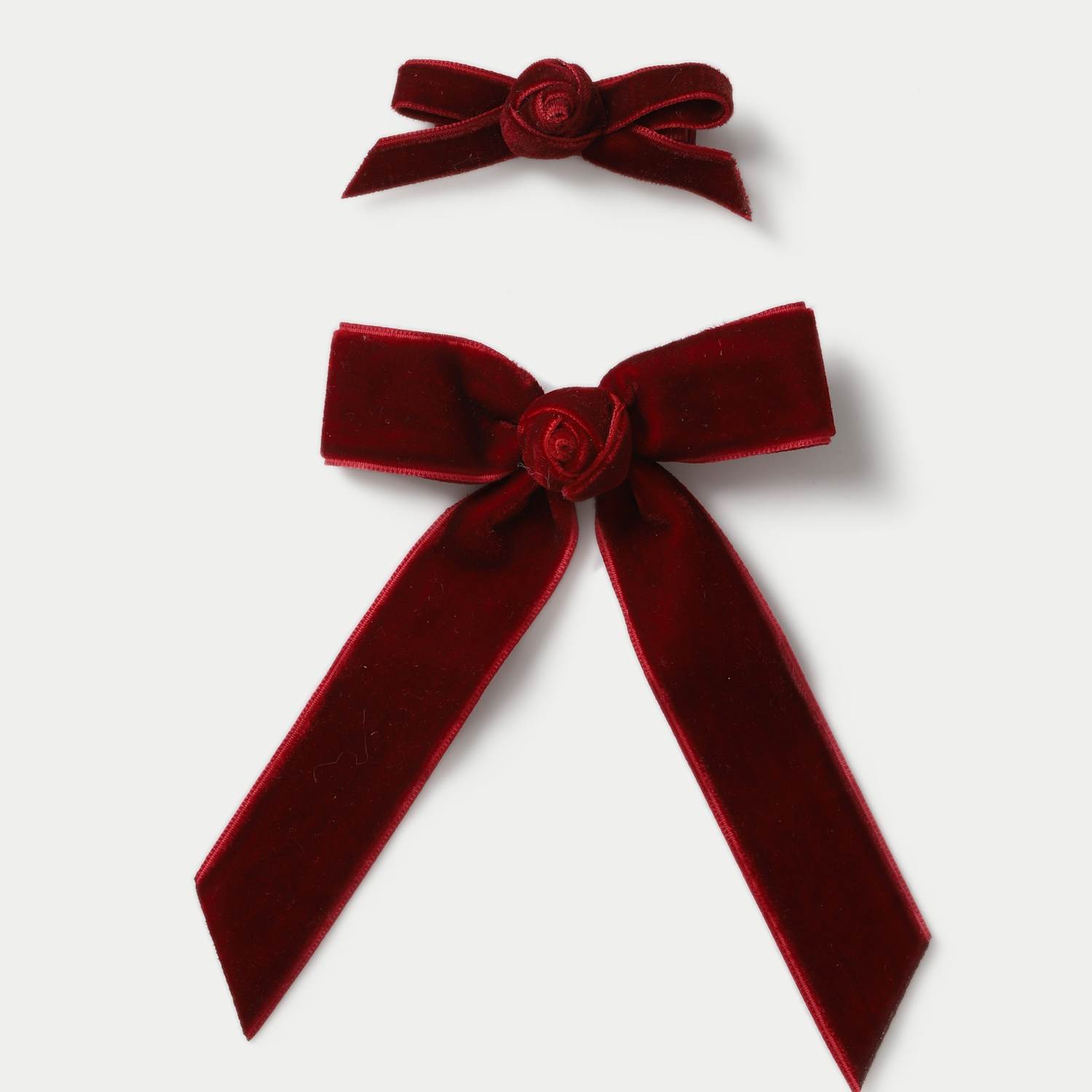 M&S Girls 2 Pack Rose Velvet Clips - Red