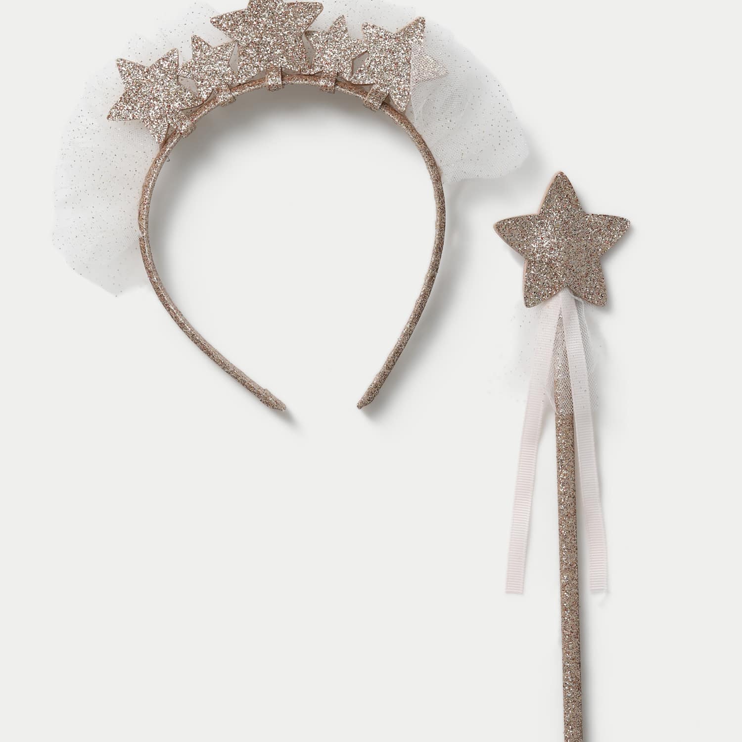 M&S Girls Christmas Star Headband and Wand - Gold Mix