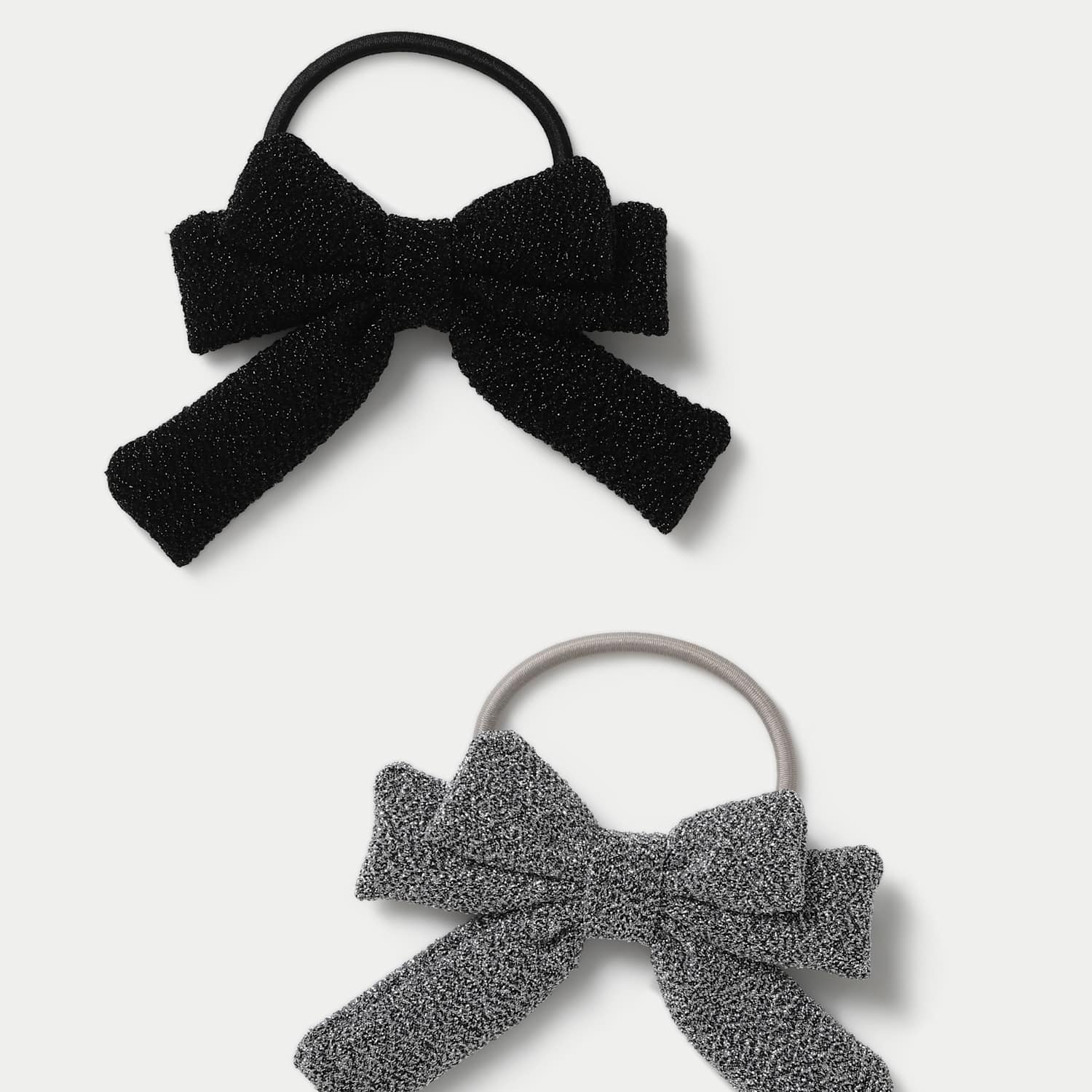 M&S Girls Black and Silver Bow Ponios - Black Mix