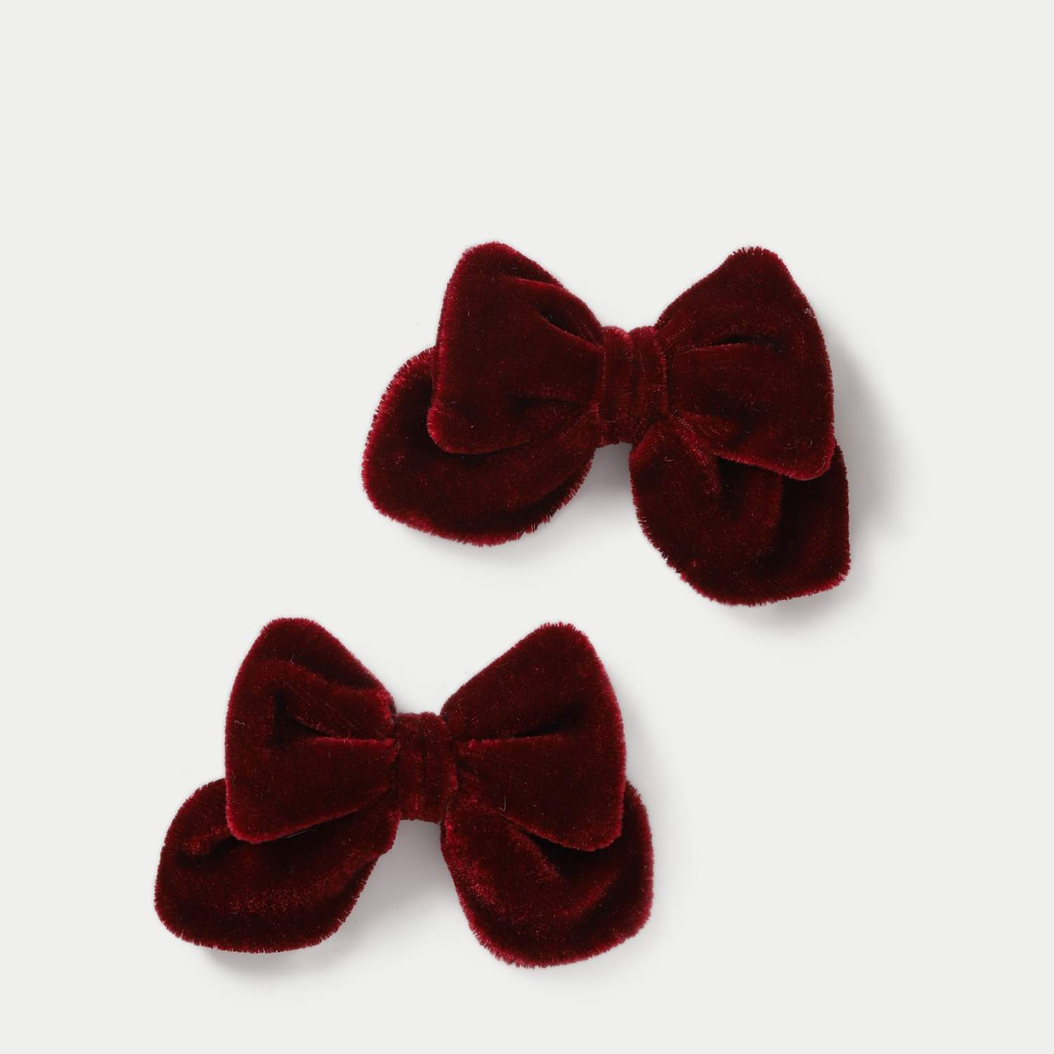 M&S Girls Berry Velvet 2 Pack Bows - Red