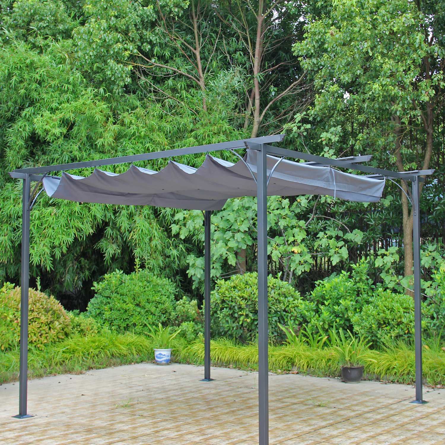 Royalcraft Prague 3.5m x 3.5m Pergola Gazebo - Grey - Available at M&S