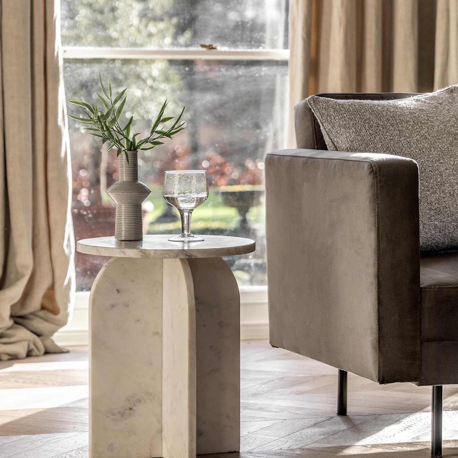 Gallery Direct Amalfi Round Side Table - White - Available at M&S