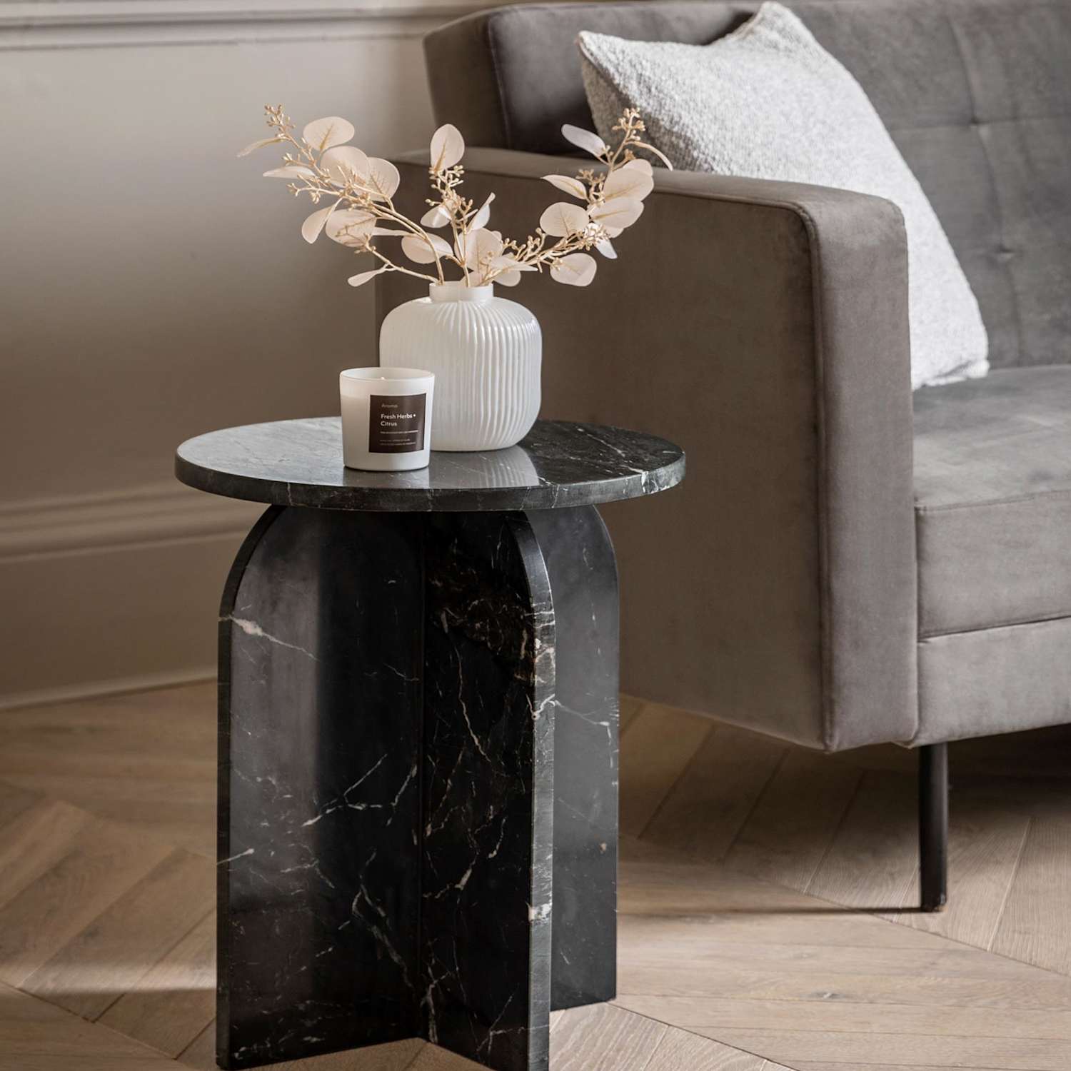 Gallery Direct Amalfi Round Side Table - Black - Available at M&S