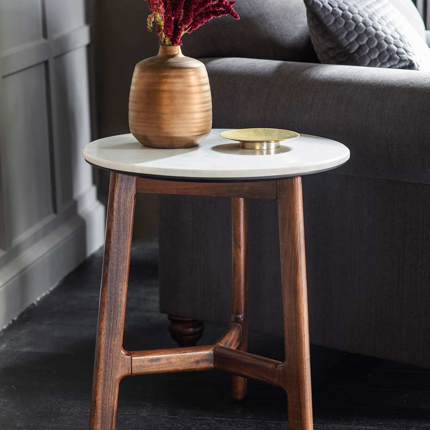 Gallery Direct Barcelona Round Side Table - Dark Brown - Available at M&S