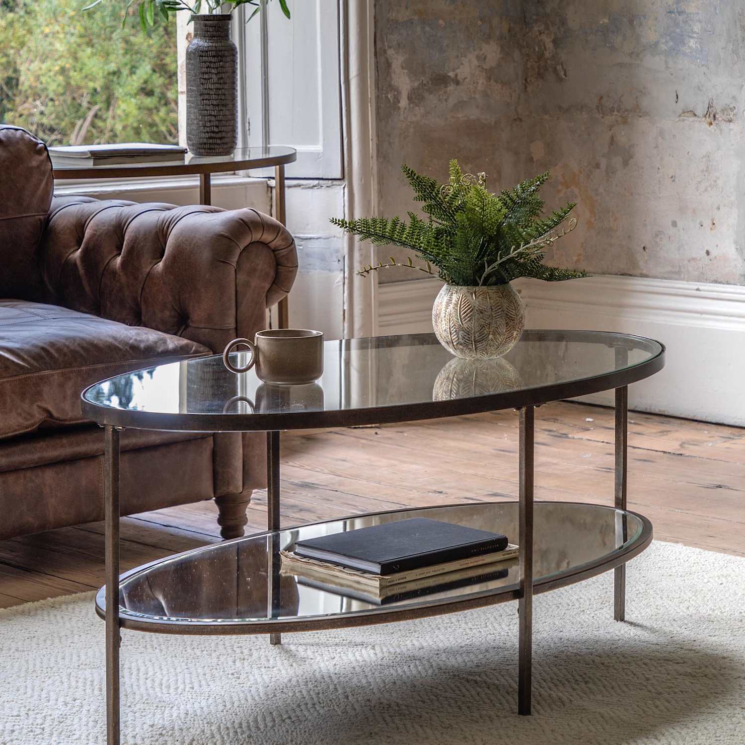 Gallery Direct Hudson Round Coffee Table - Brown Mix - Available at M&S