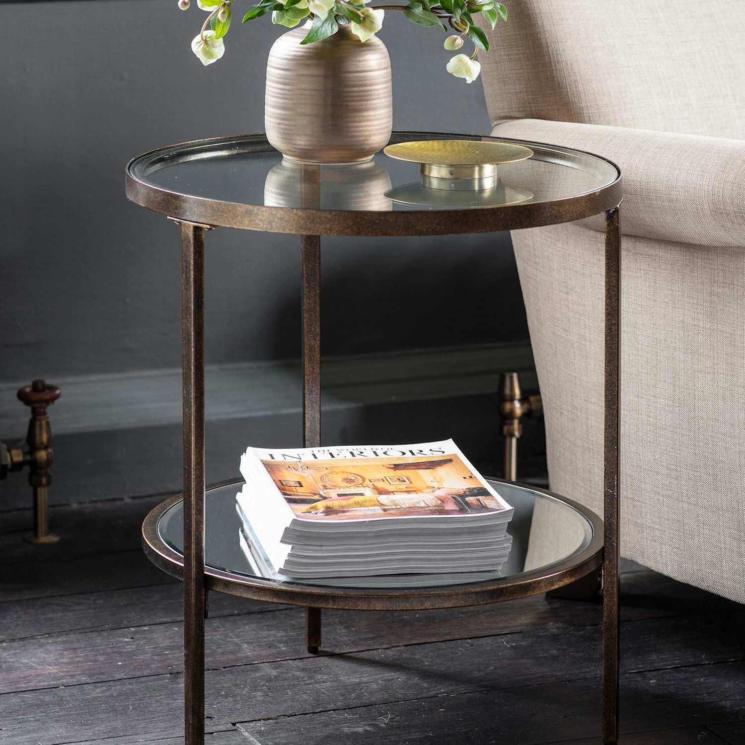 Gallery Direct Hudson Round Side Table - Brown Mix - Available at M&S