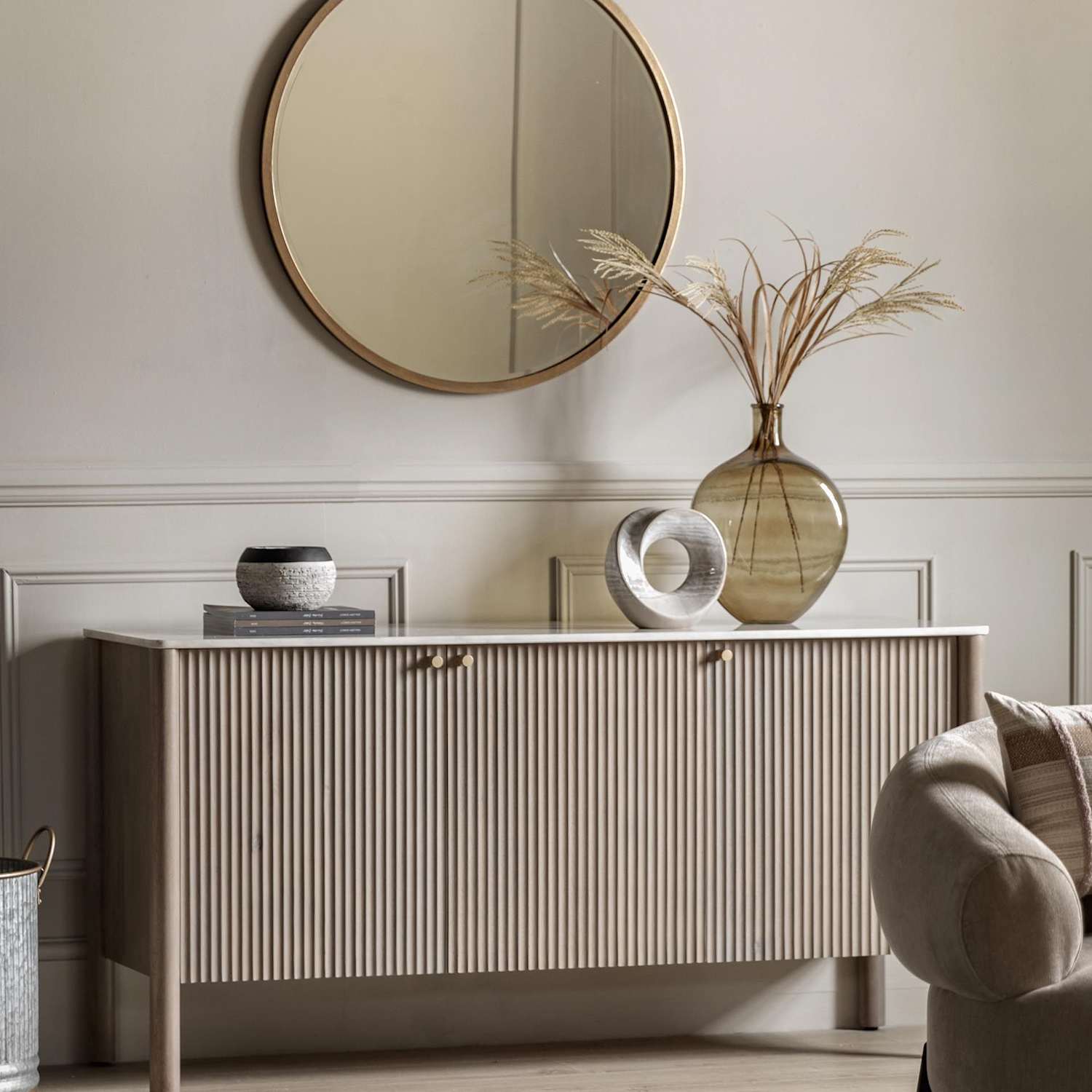 Gallery Direct Marmo 3 Door Sideboard - Grey - Available at M&S