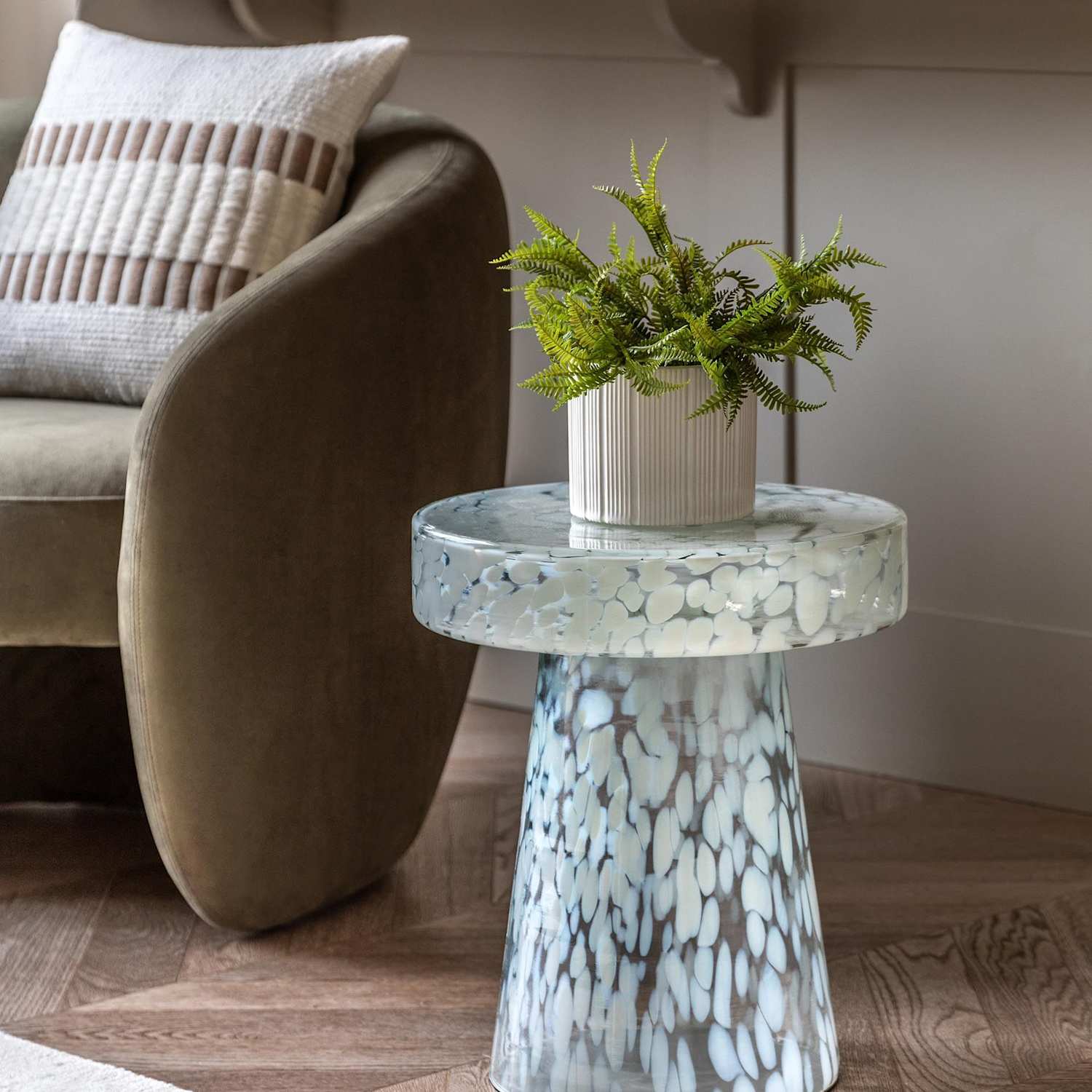 Gallery Direct Murano Glass Round Side Table - White - Available at M&S