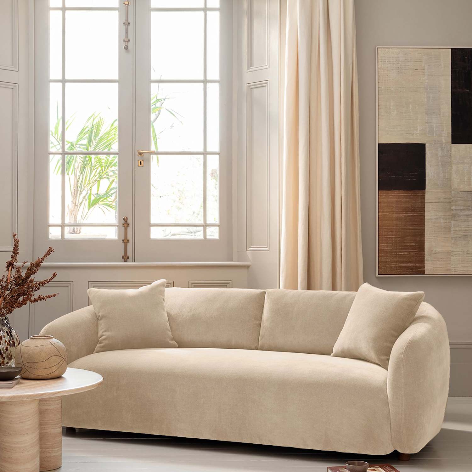 Barker And Stonehouse Cocoon Chenille 2 Seater Curved Sofa - Neutral - Available at M&S