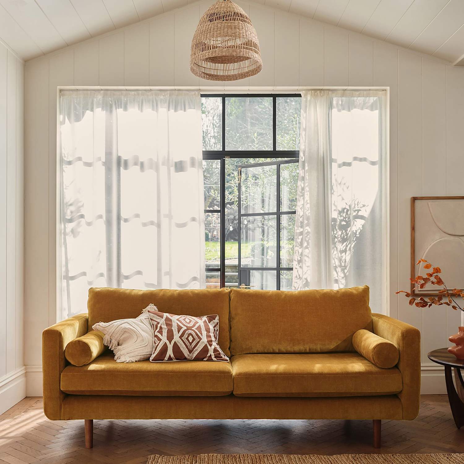 Barker And Stonehouse Moore Chenille Large 3 Seater Sofa - Yellow - Available at M&S