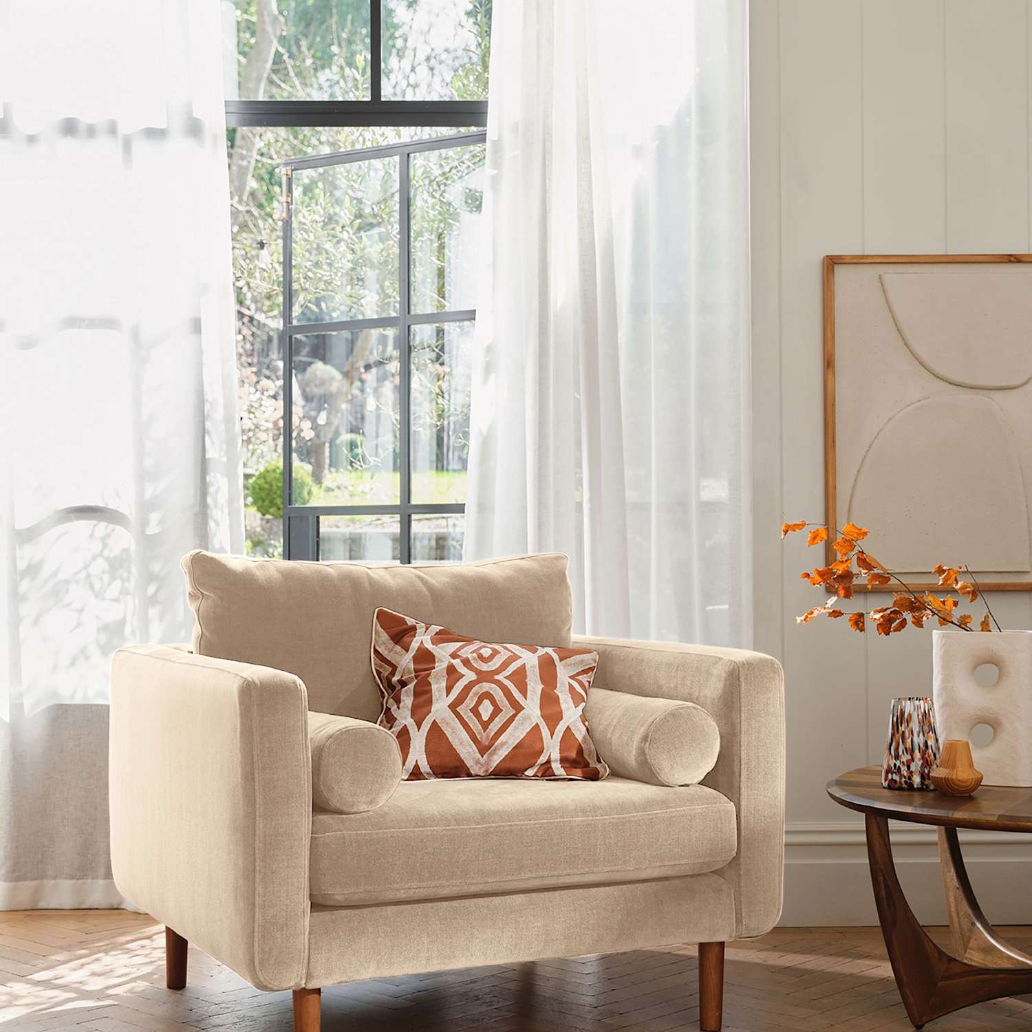 Barker And Stonehouse Moore Chenille Snuggle Chair - Neutral - Available at M&S