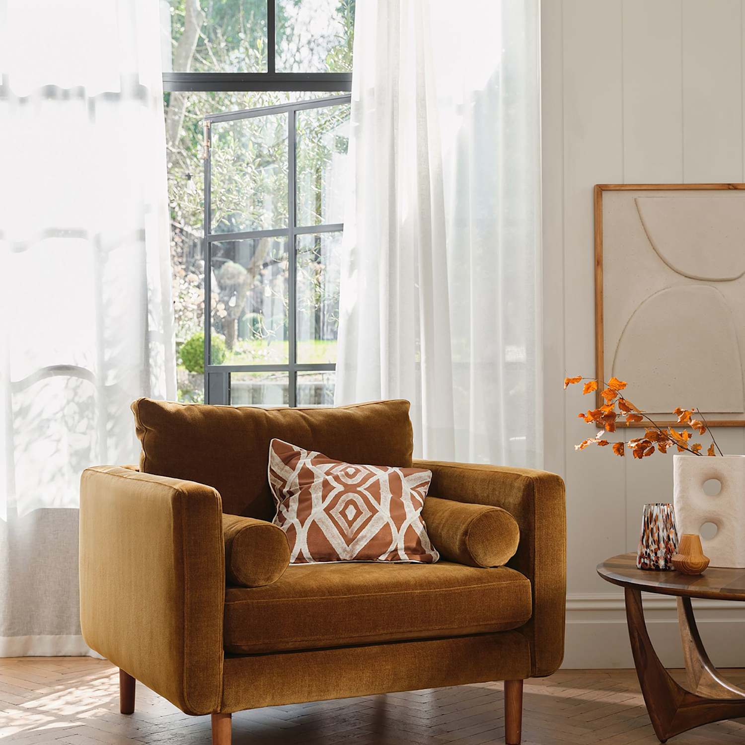 Barker And Stonehouse Moore Chenille Snuggle Chair - Yellow - Available at M&S