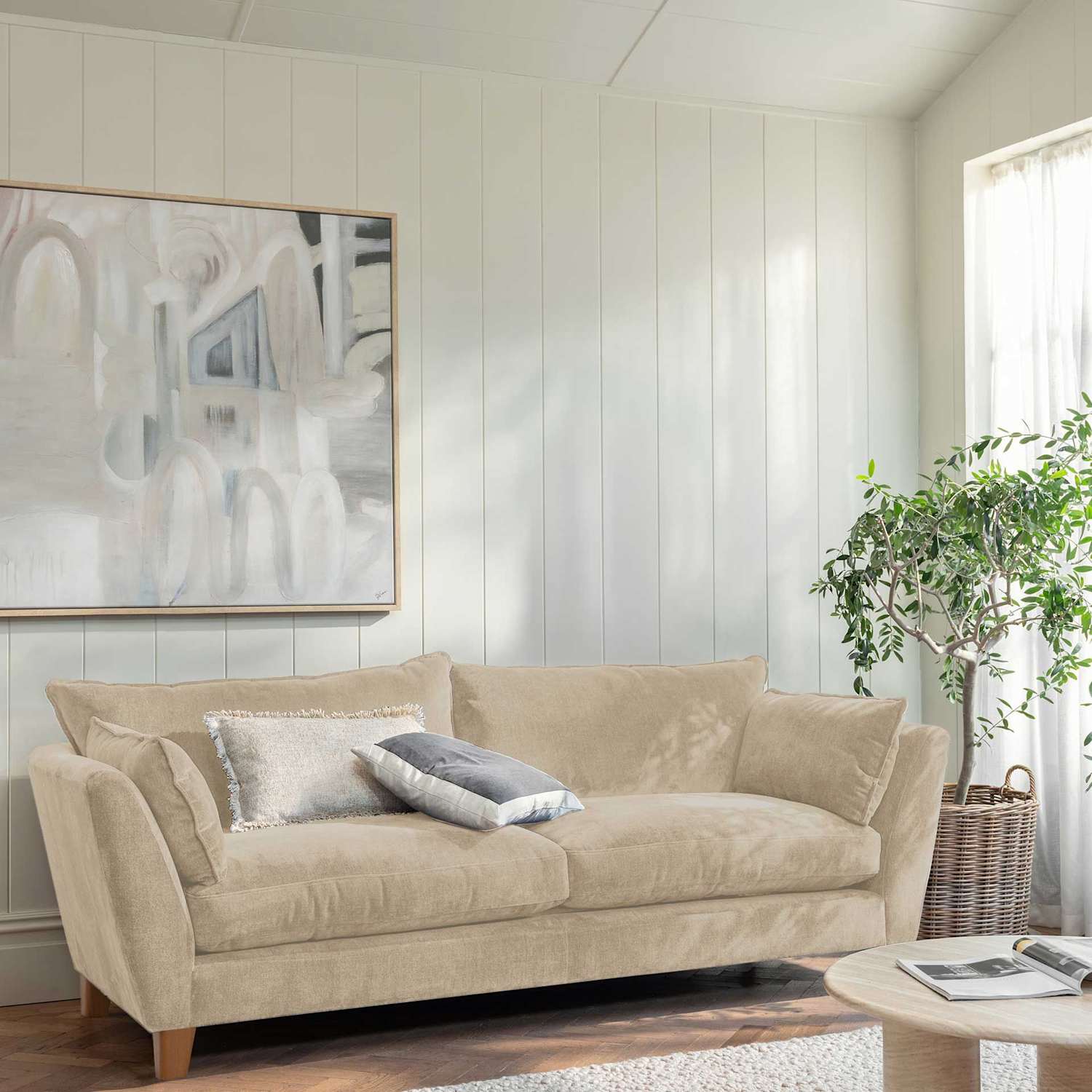 Barker And Stonehouse Irving Chenille Grand 4 Seater Sofa - Neutral - Available at M&S