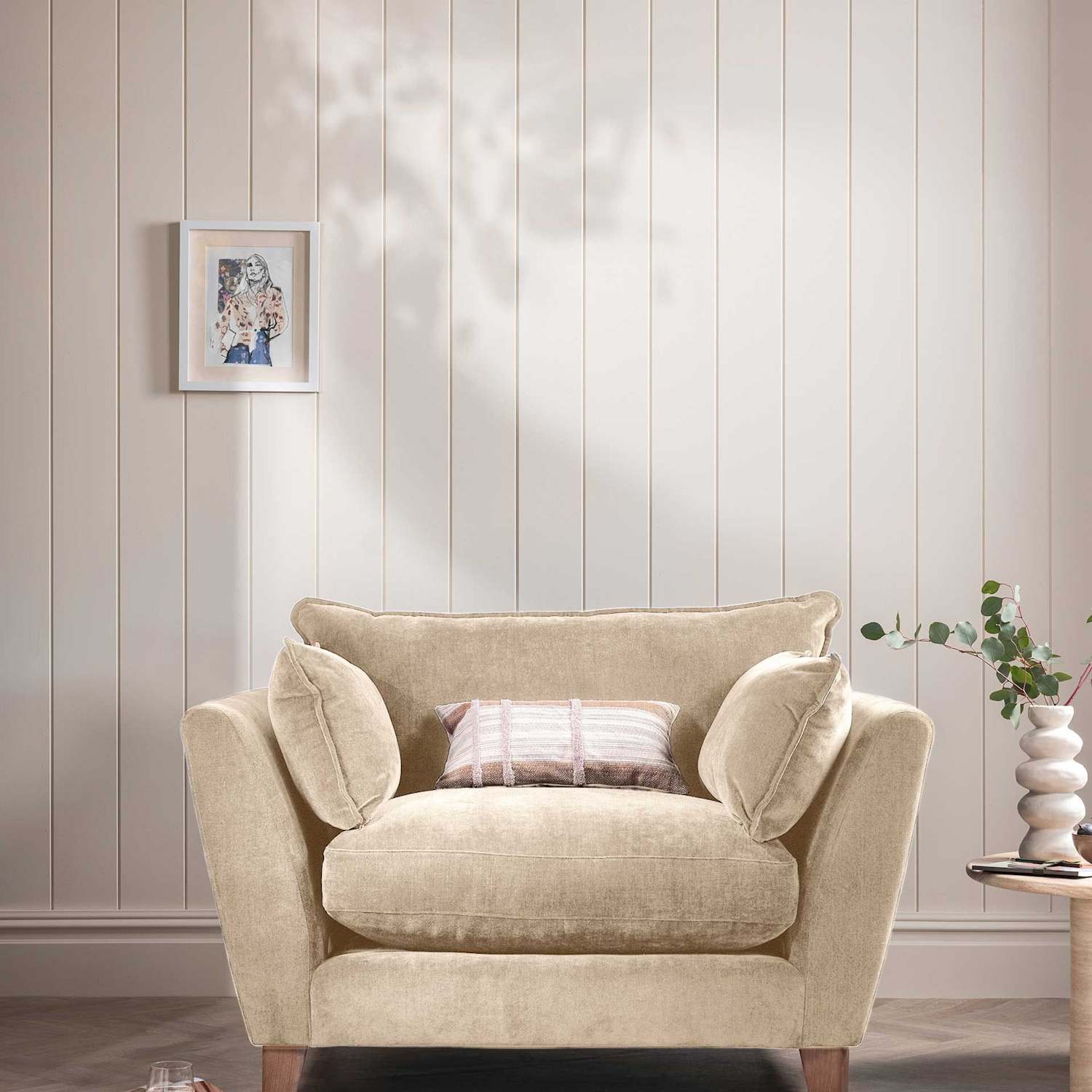 Barker And Stonehouse Irving Chenille Snuggle Chair - Neutral - Available at M&S
