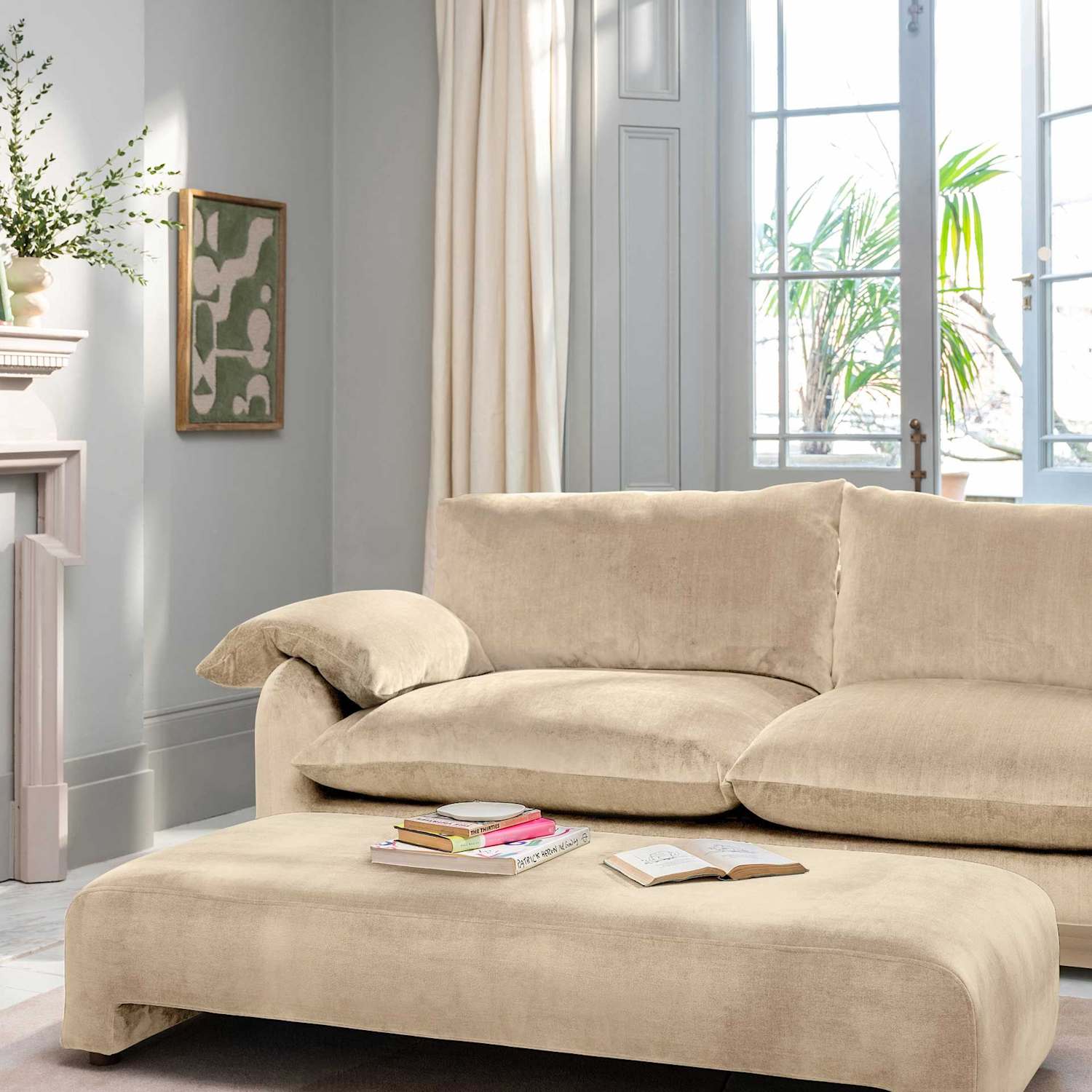 Barker And Stonehouse Orson Chenille Footstool - Neutral - Available at M&S