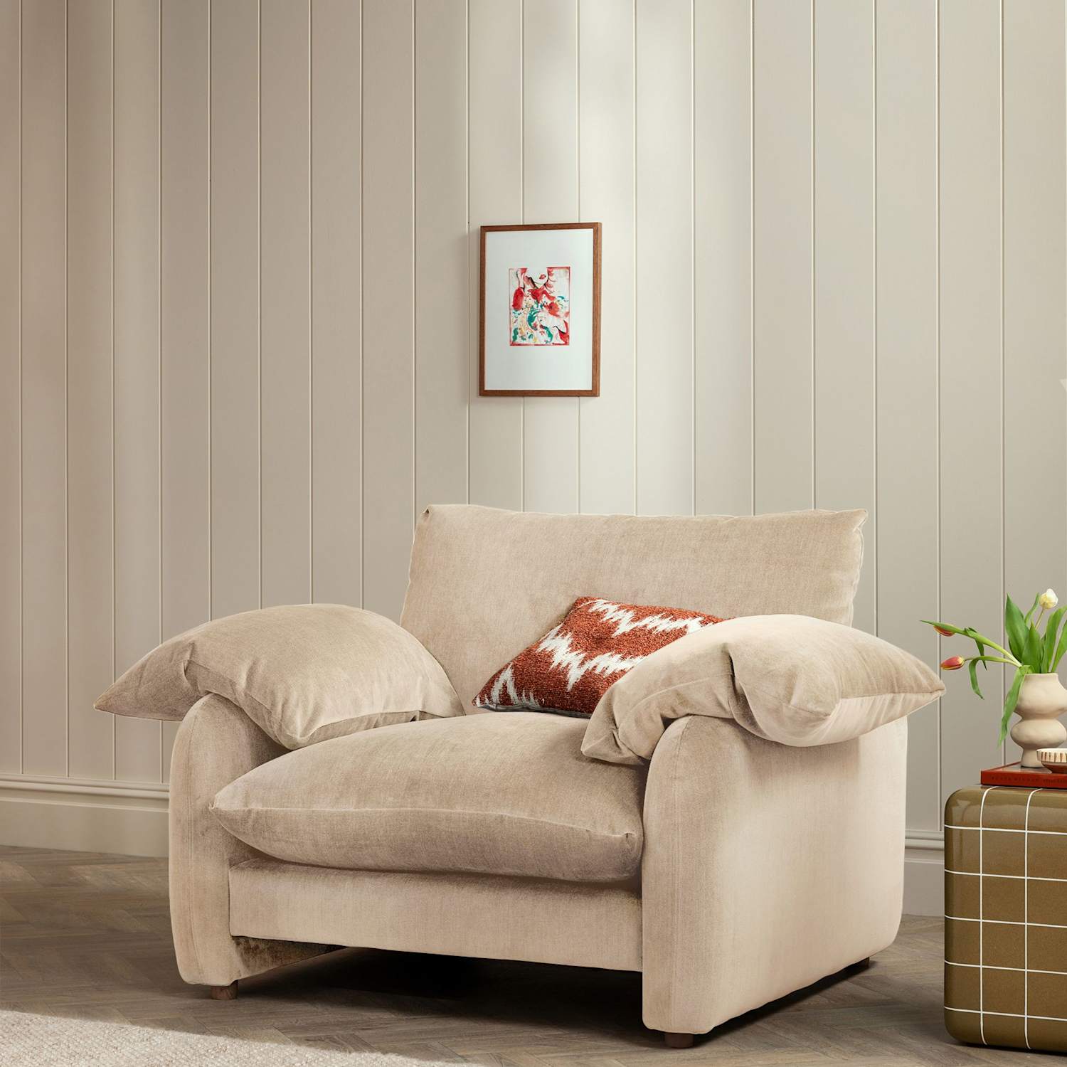 Barker And Stonehouse Orson Chenille Snuggle Chair - Neutral - Available at M&S