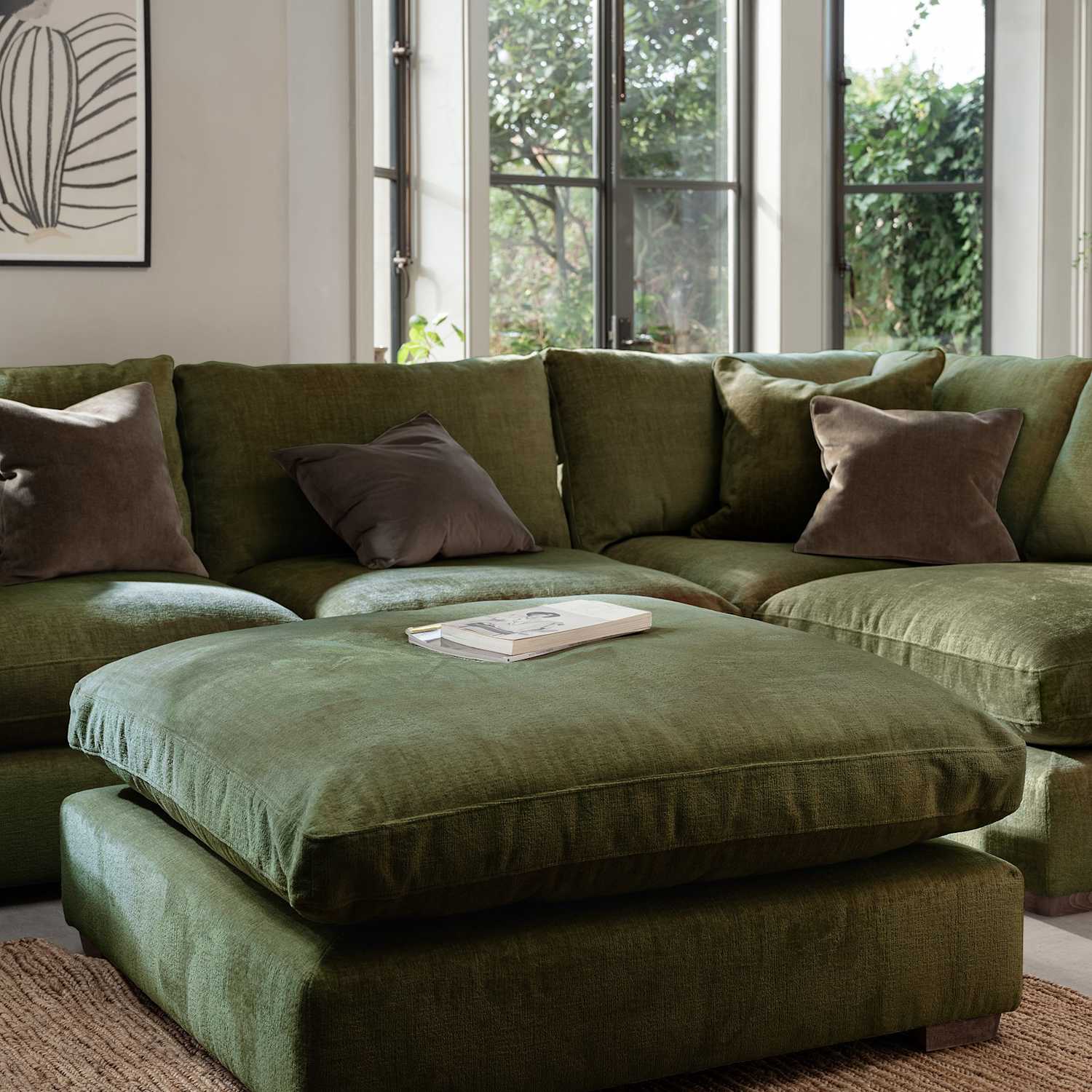 Barker And Stonehouse Palmer Textured Chenille Footstool - Green - Available at M&S