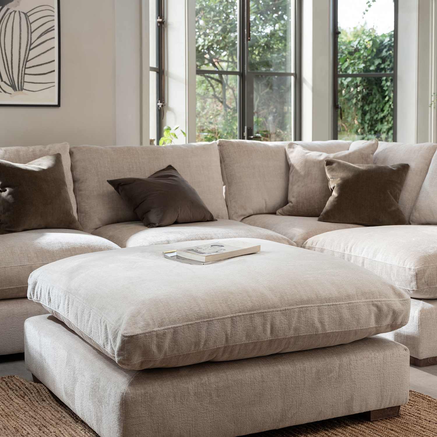 Barker And Stonehouse Palmer Textured Chenille Footstool - Neutral - Available at M&S