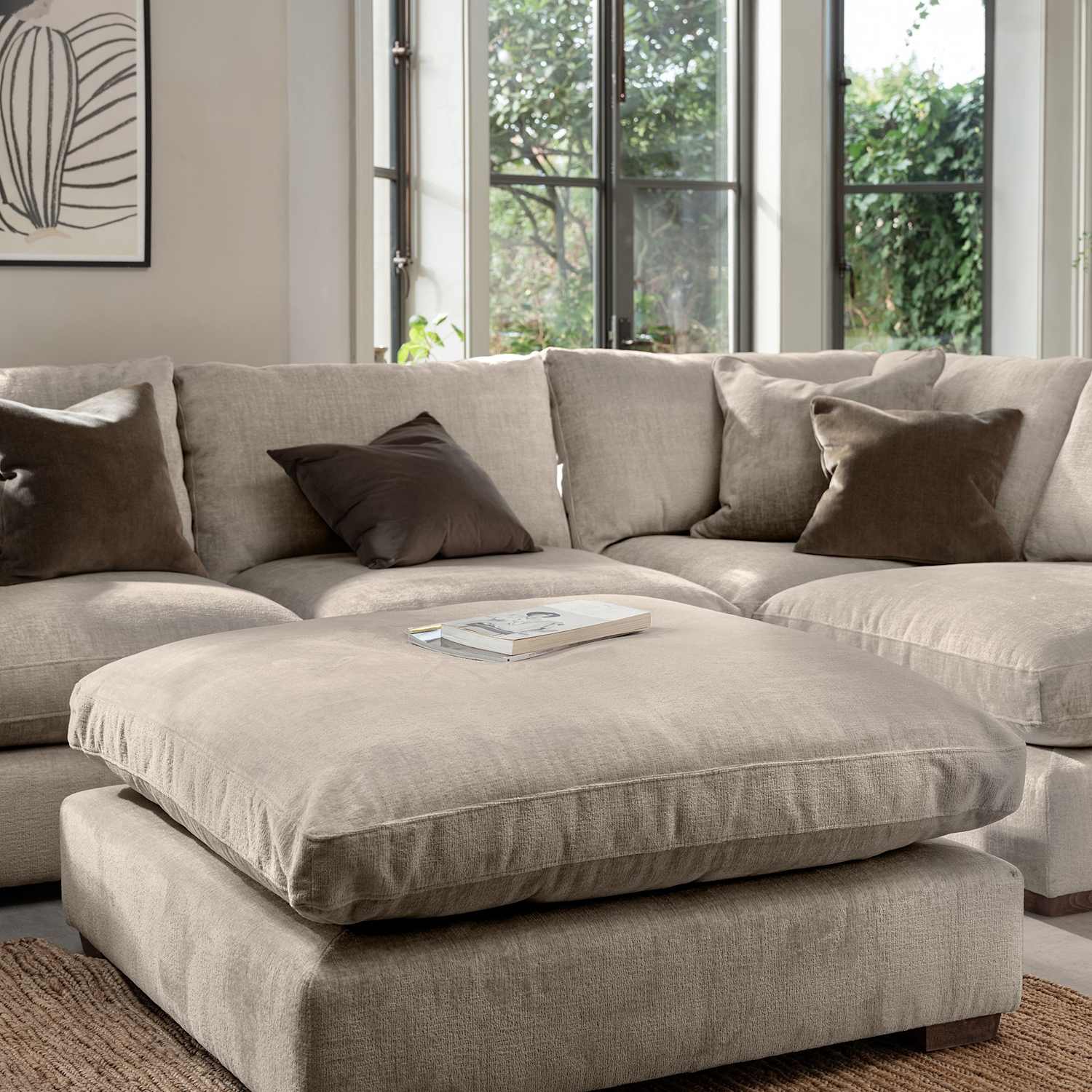 Barker And Stonehouse Palmer Textured Chenille Footstool - Grey - Available at M&S