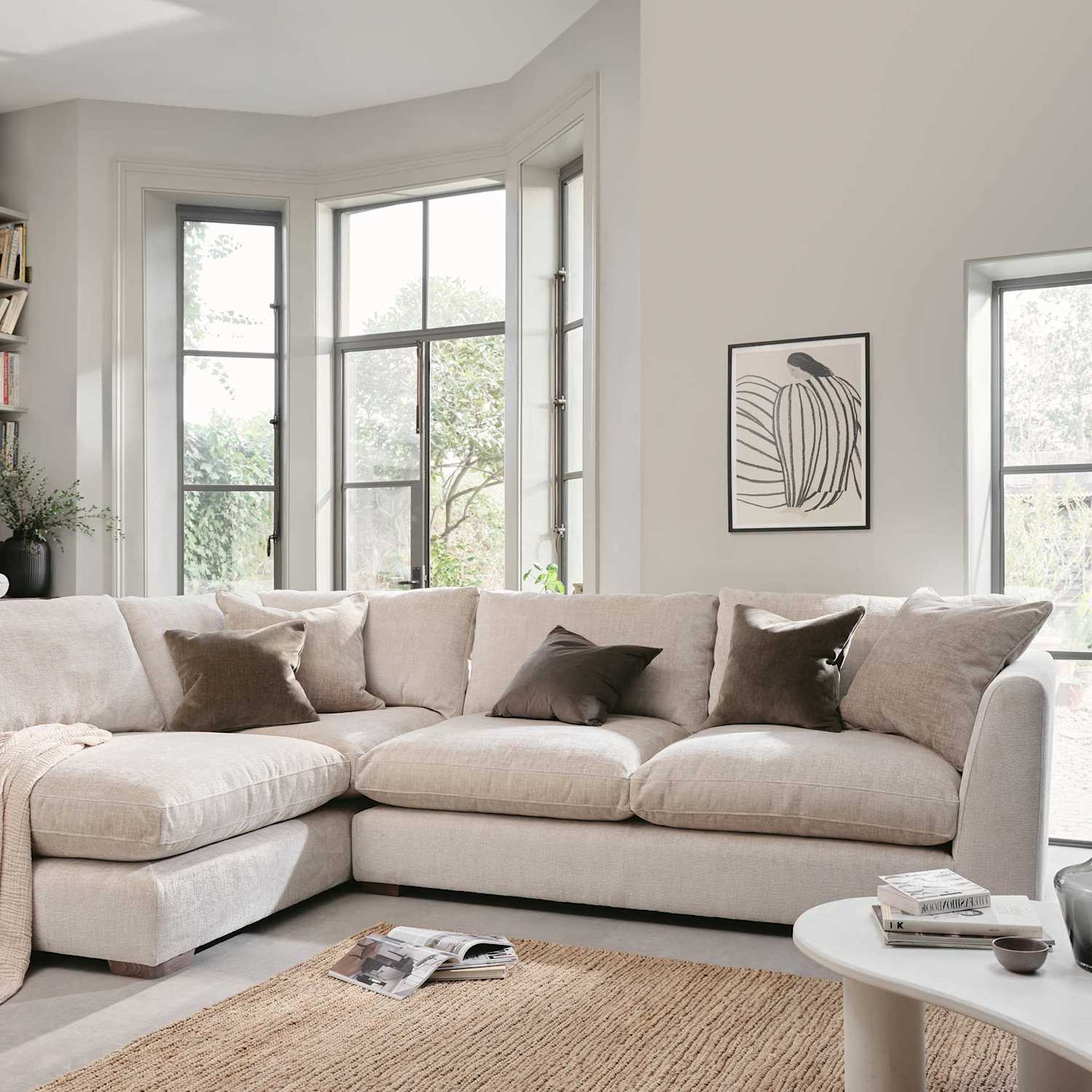 Barker And Stonehouse Palmer Textured Chenille Left Hand Corner Sofa - Neutral - Available at M&S