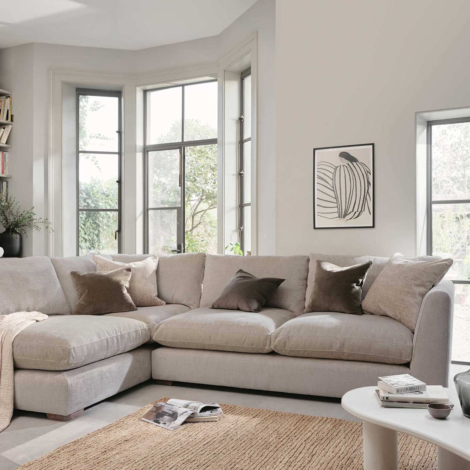 Barker And Stonehouse Palmer Textured Chenille Left Hand Corner Sofa - Grey - Available at M&S