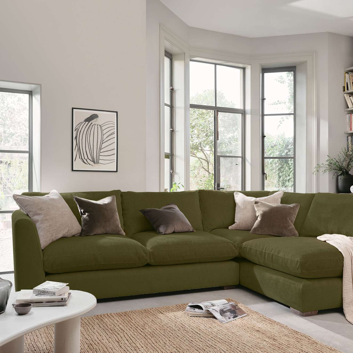 Barker And Stonehouse Palmer Textured Chenille Right Hand Corner Sofa - Green - Available at M&S